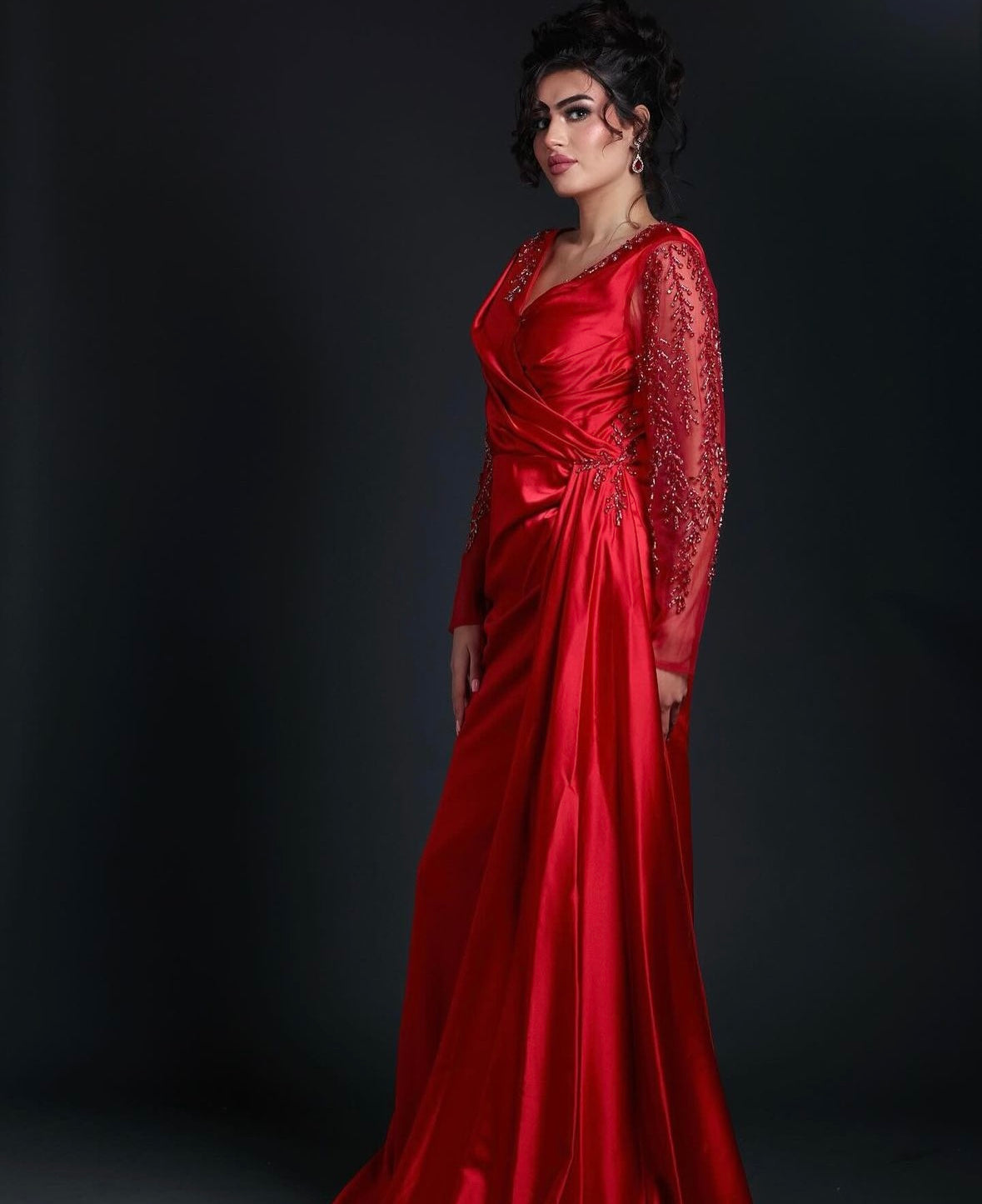 Long sleeve satin Dress
