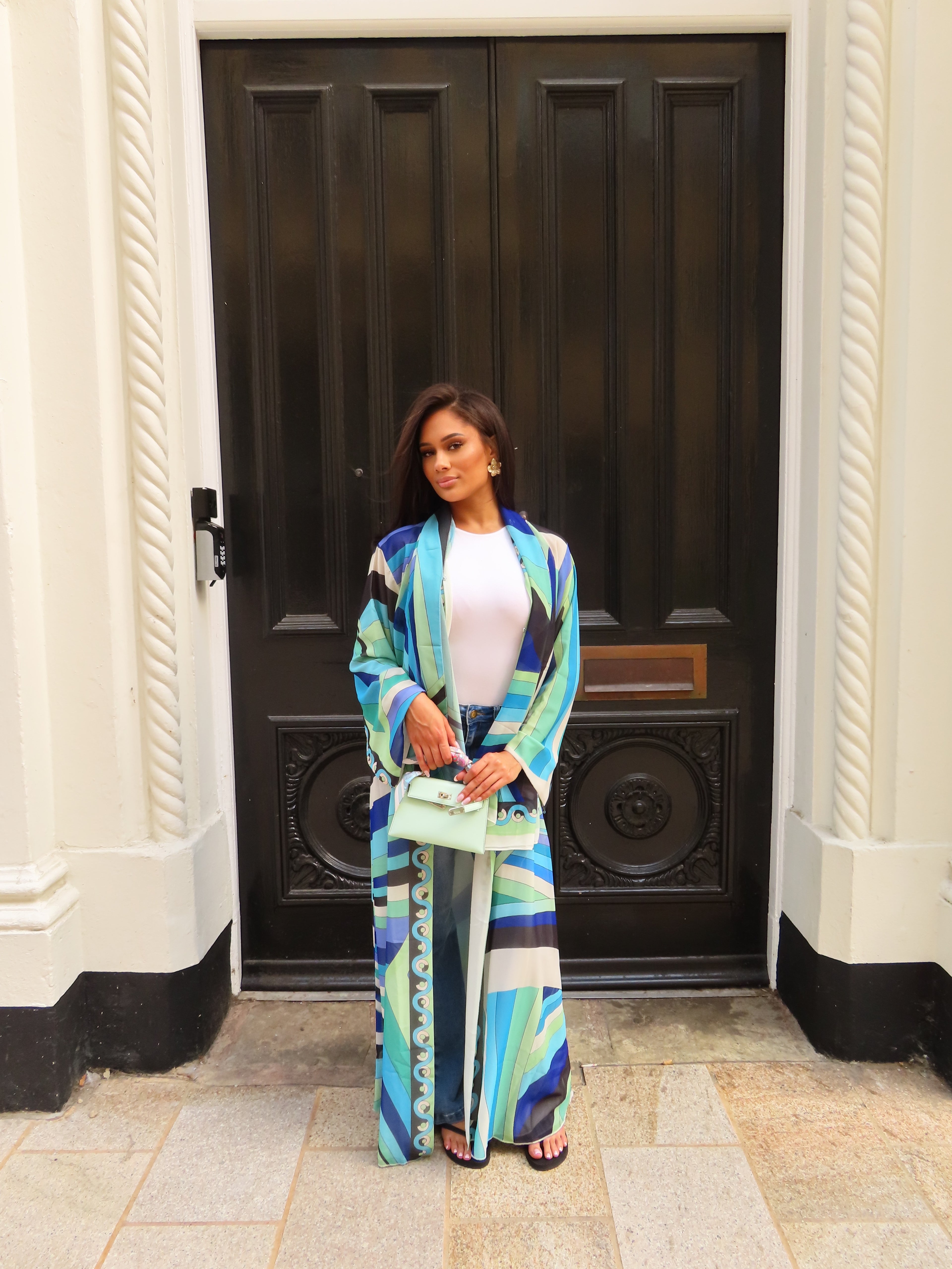 Azure Abstract Double Chiffon Abaya & Hijab