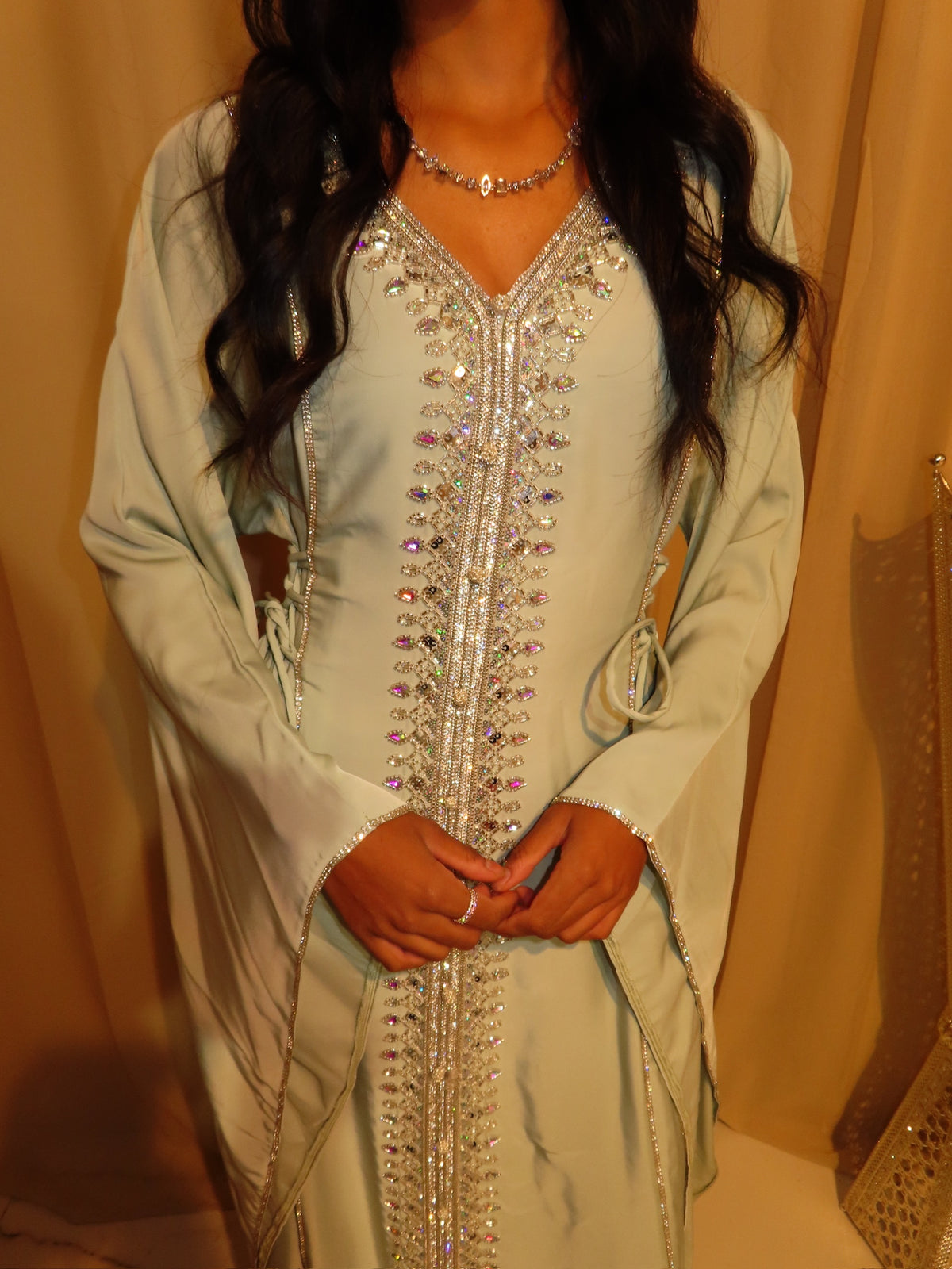 VIP Light Sage Corset Emirati Dress