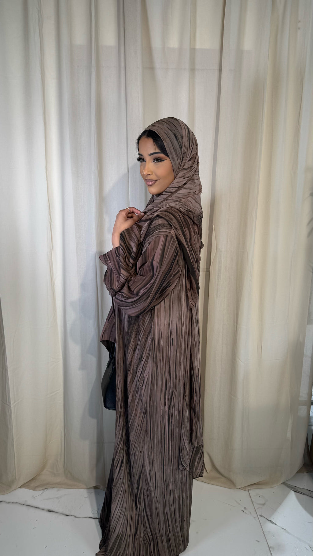 Brown Chiffon Abaya and Hijab