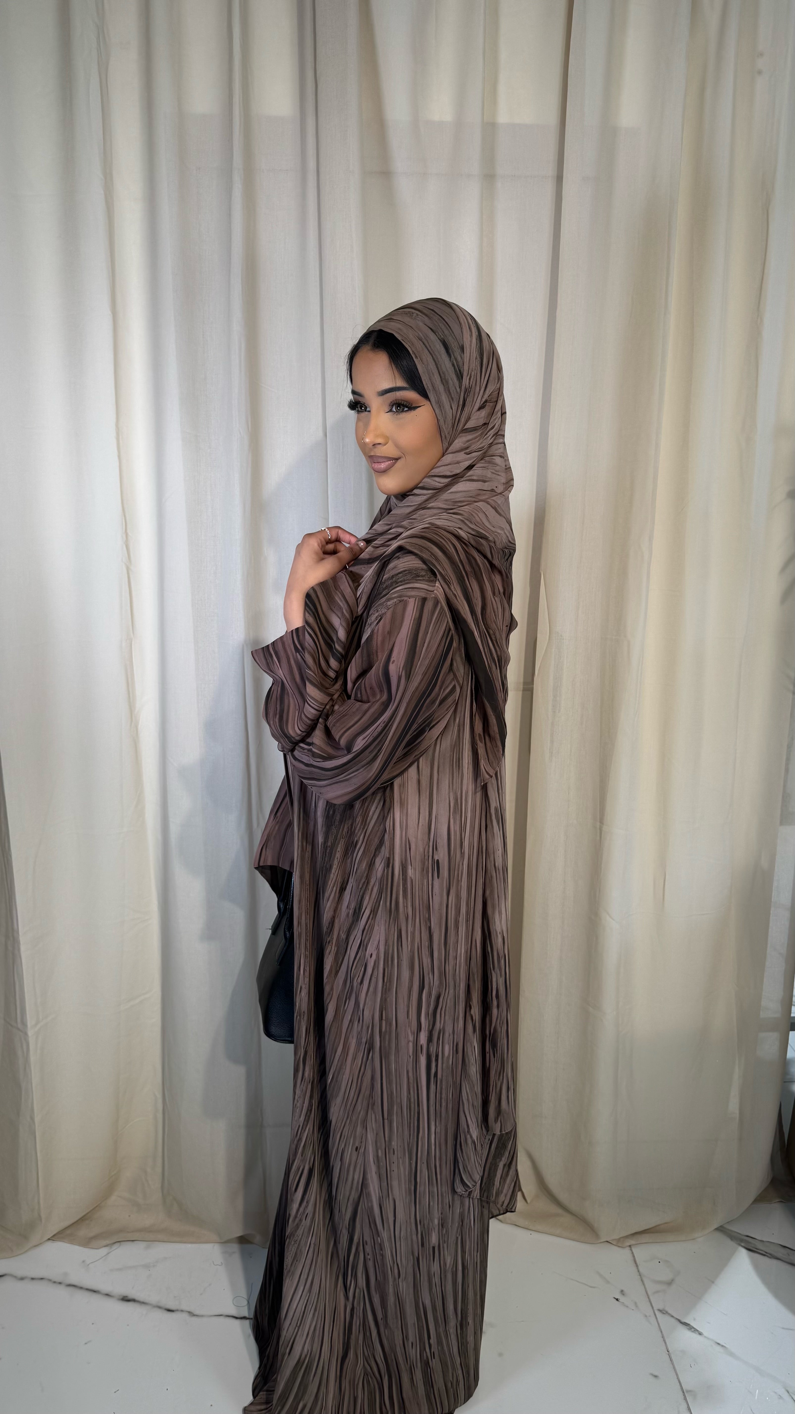 Brown Chiffon Abaya and Hijab