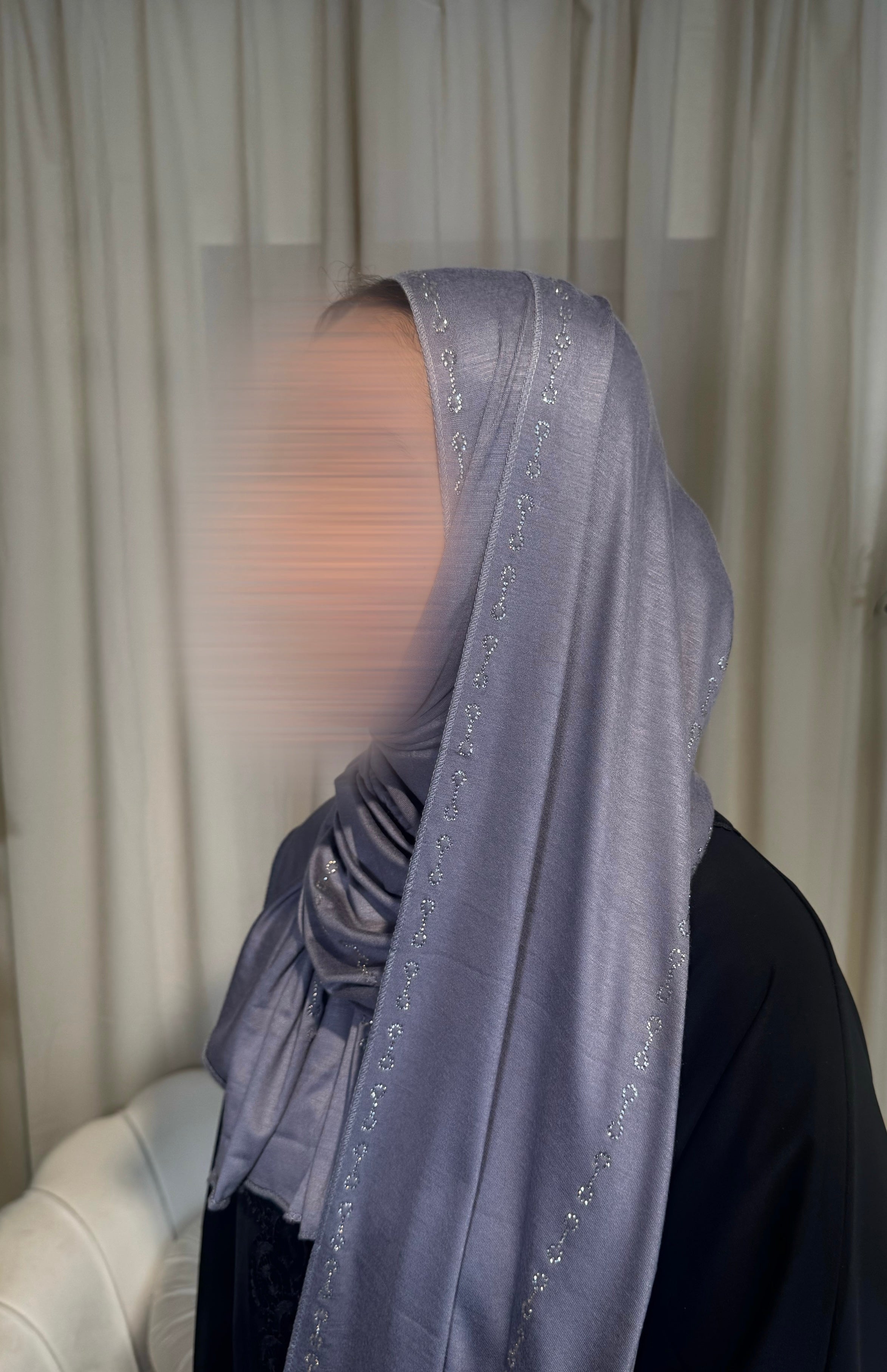 Premium Dark Grey Jersey Embellished Hijab