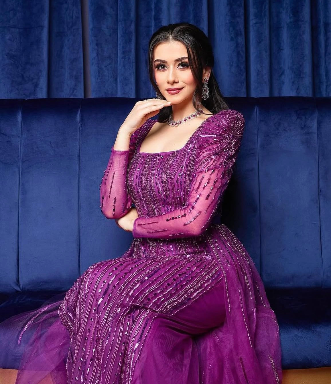 Purple embellished dress