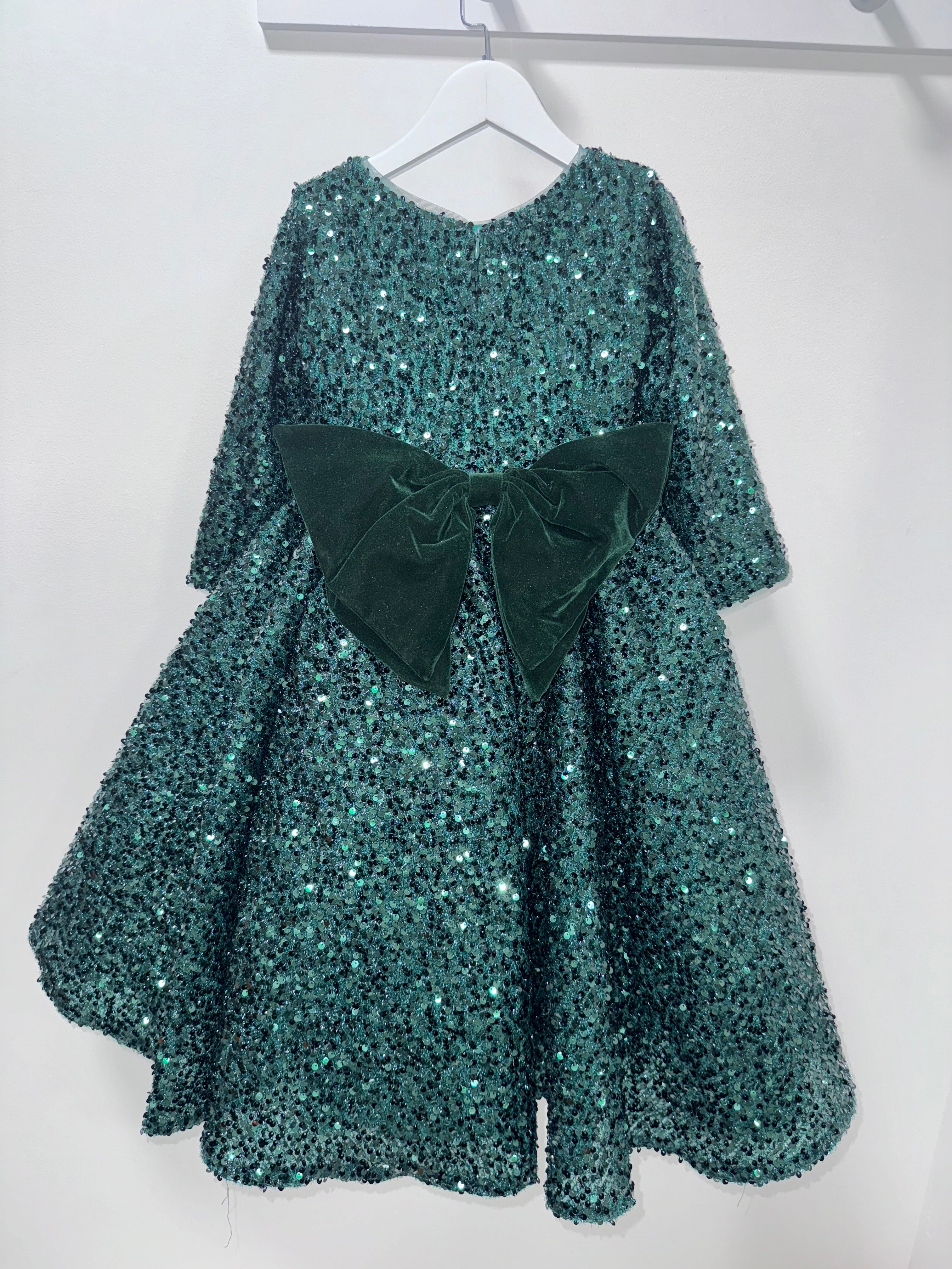 Long sleeve sequin bow Dress