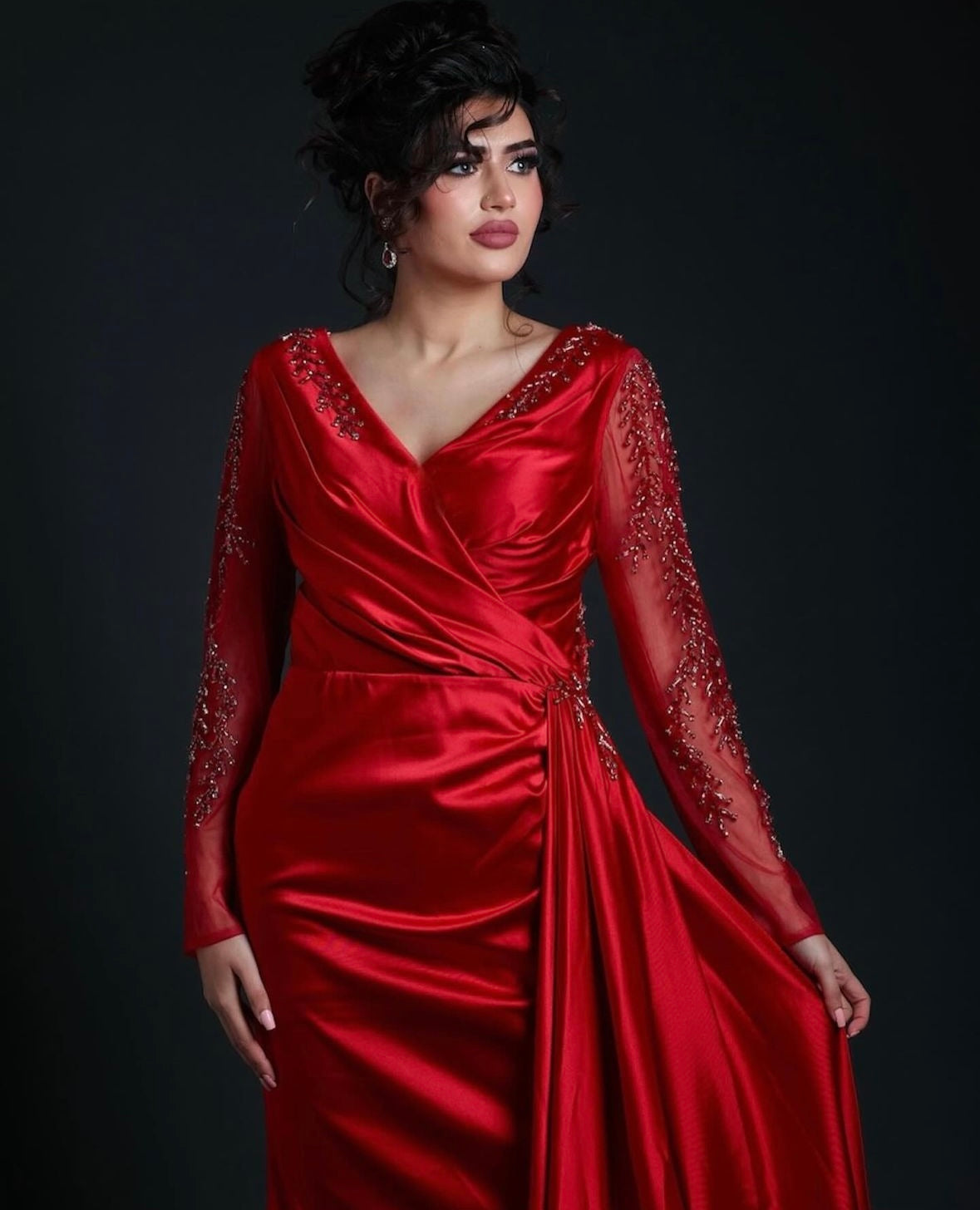 Long sleeve satin Dress