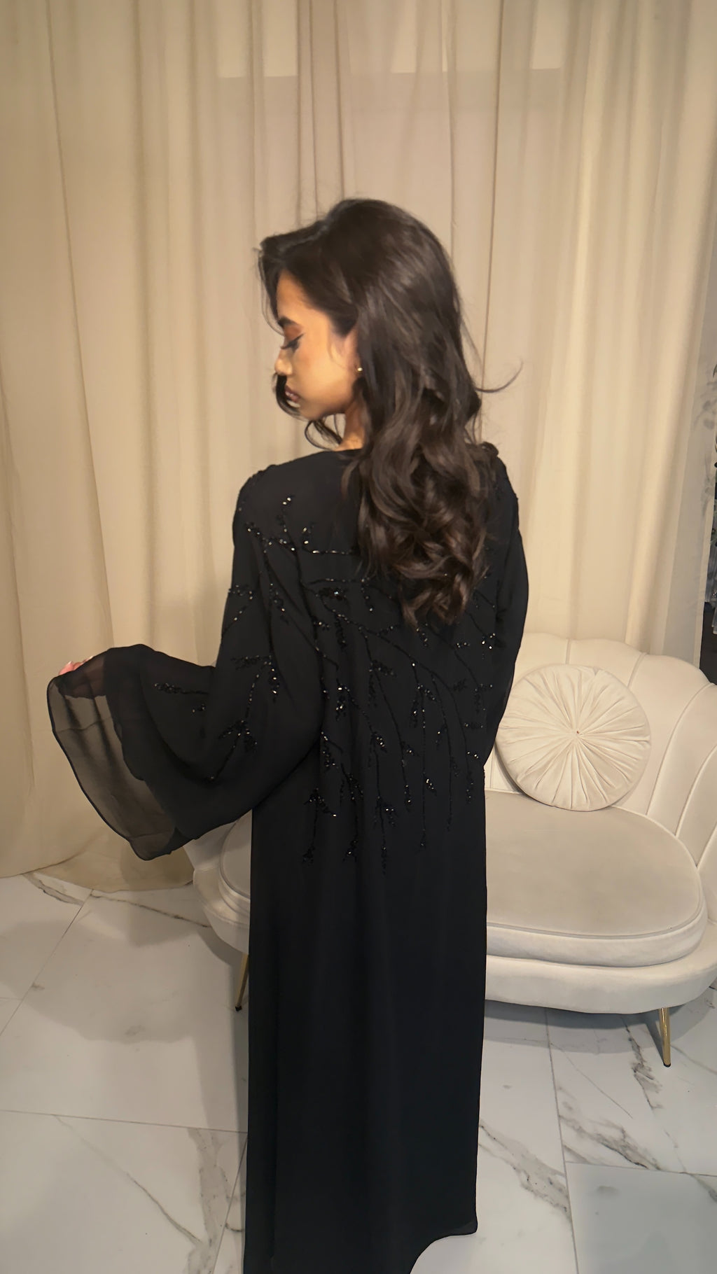 Black on Black Double Chiffon Abaya & Hijab