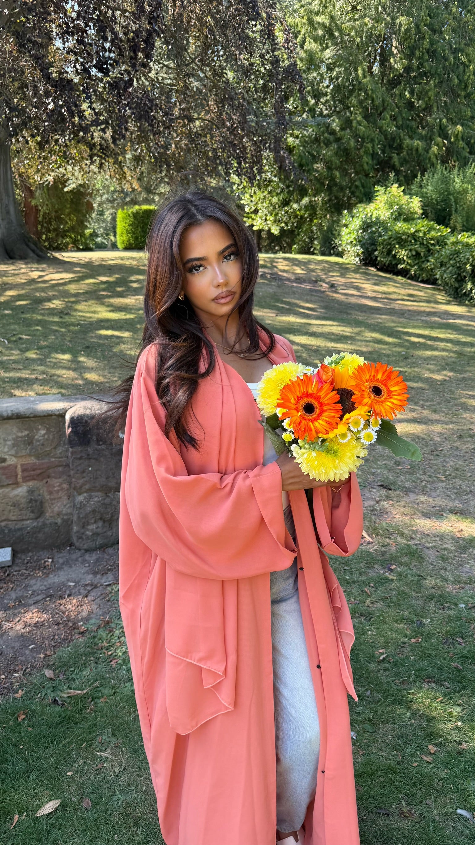 Orange Double Chiffon Abaya