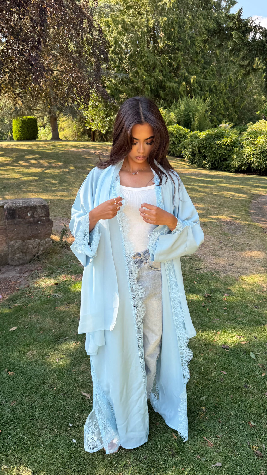 Baby Blue Lace Abaya