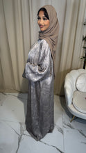 Load image into Gallery viewer, Grey Satin Abaya &amp; scarf
