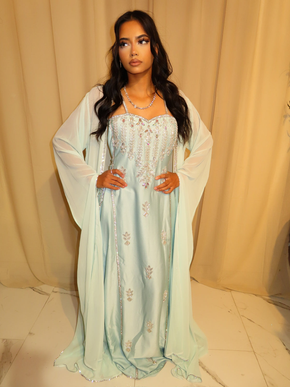 VIP Icy Blue Corset Emirati Dress