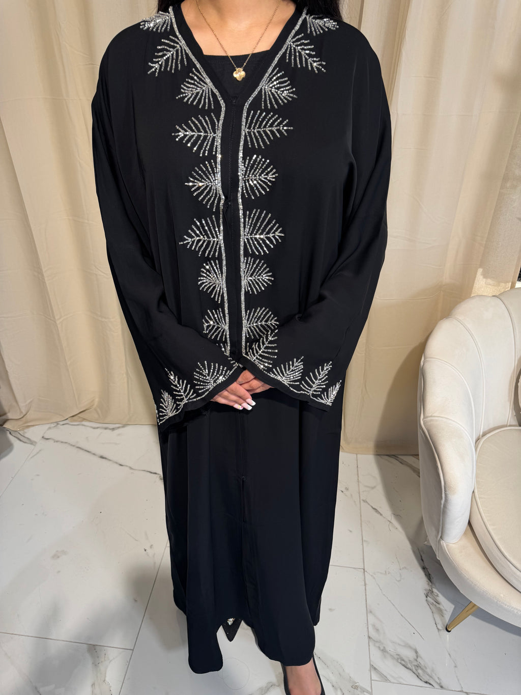 Silver Bead Abaya