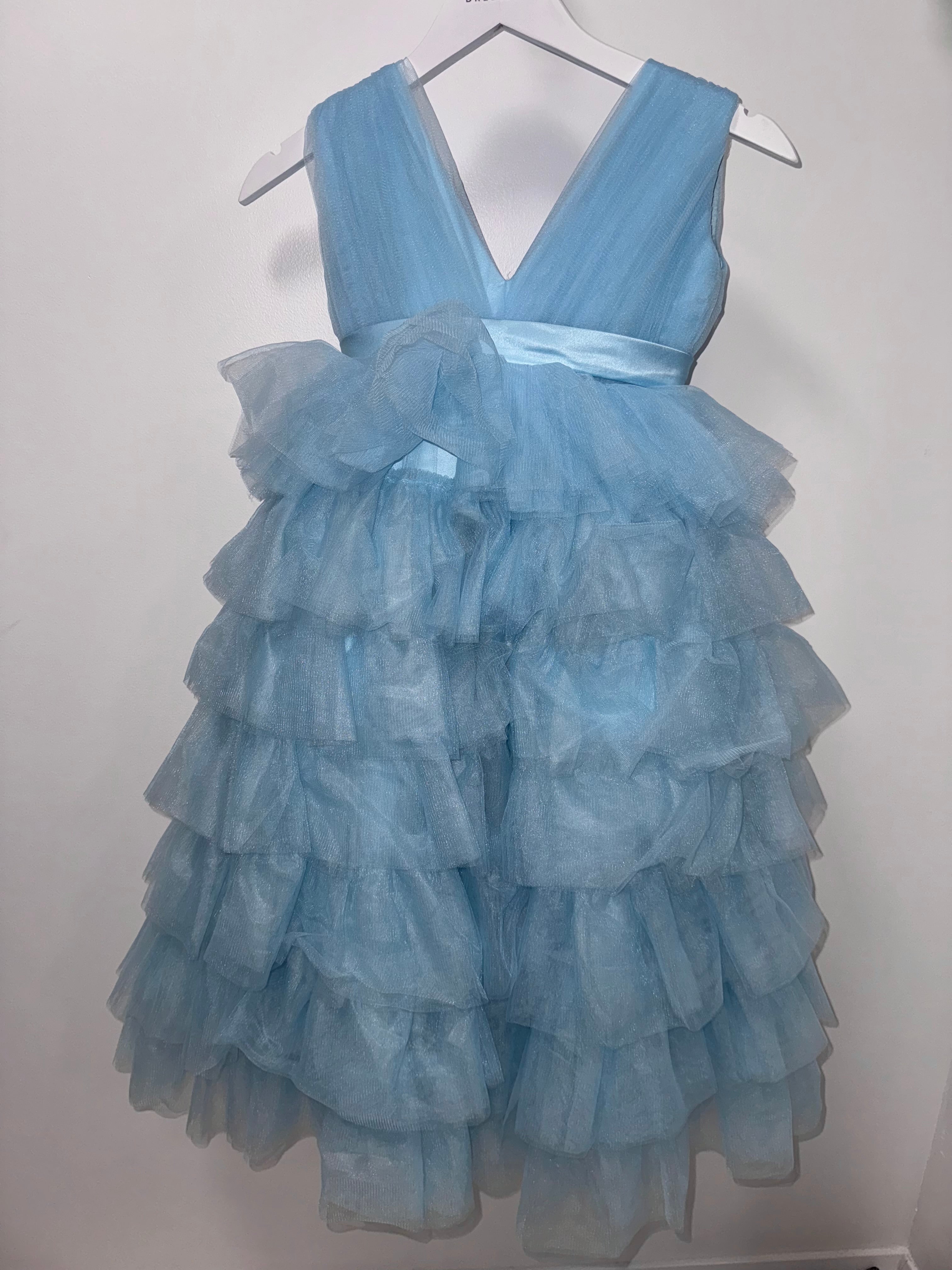 Blue layered tulle dress