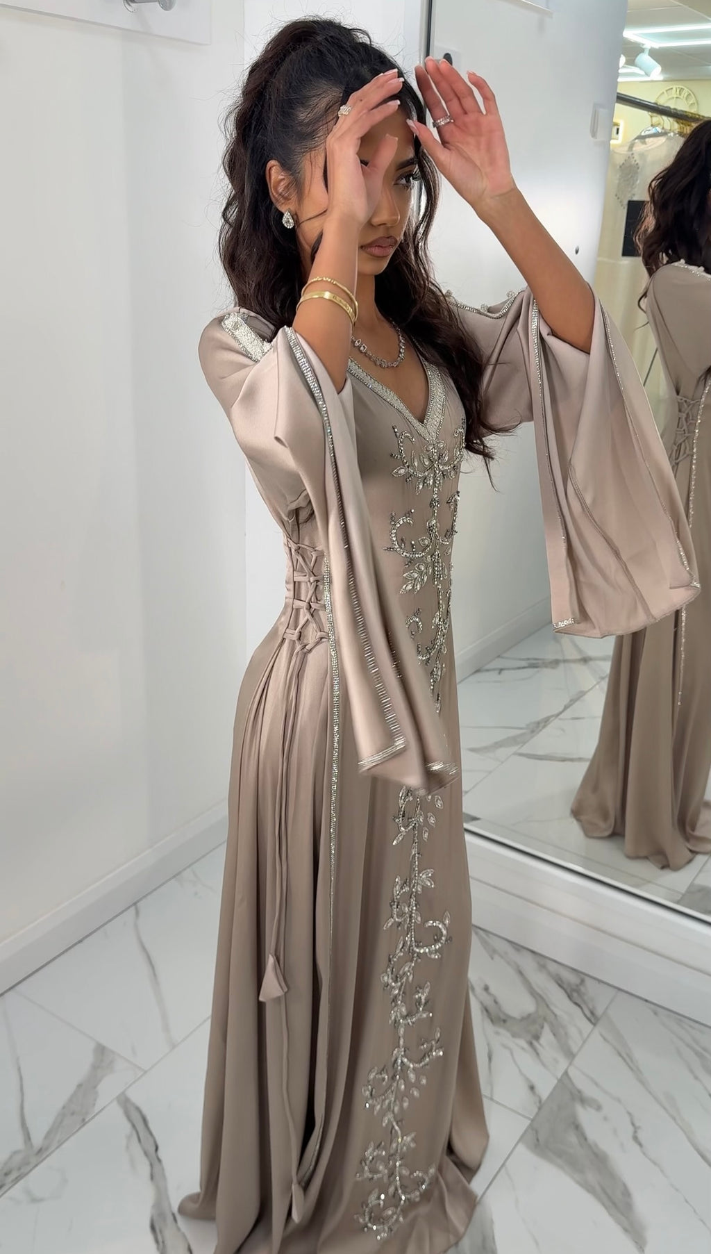 Corset Satin Emirati Dress