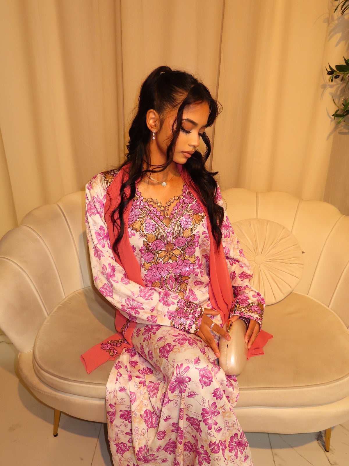 Fuchsia Pink Cut Out Makhawer & Sheila