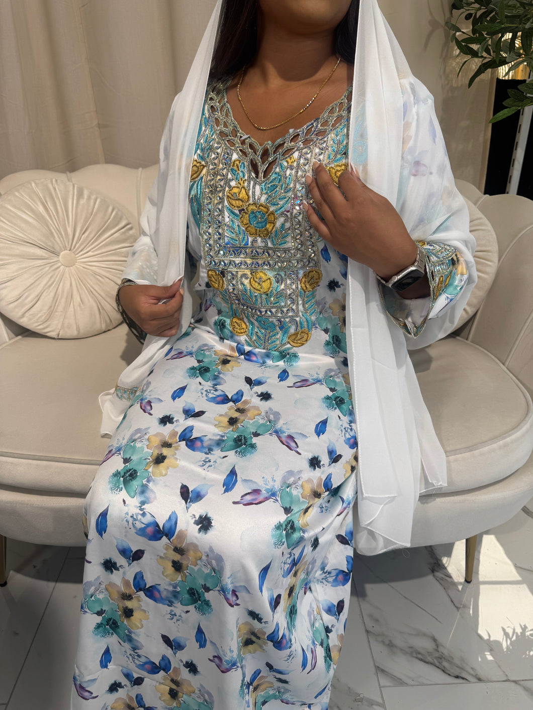 Light Blue Floral Makhawer & Sheila