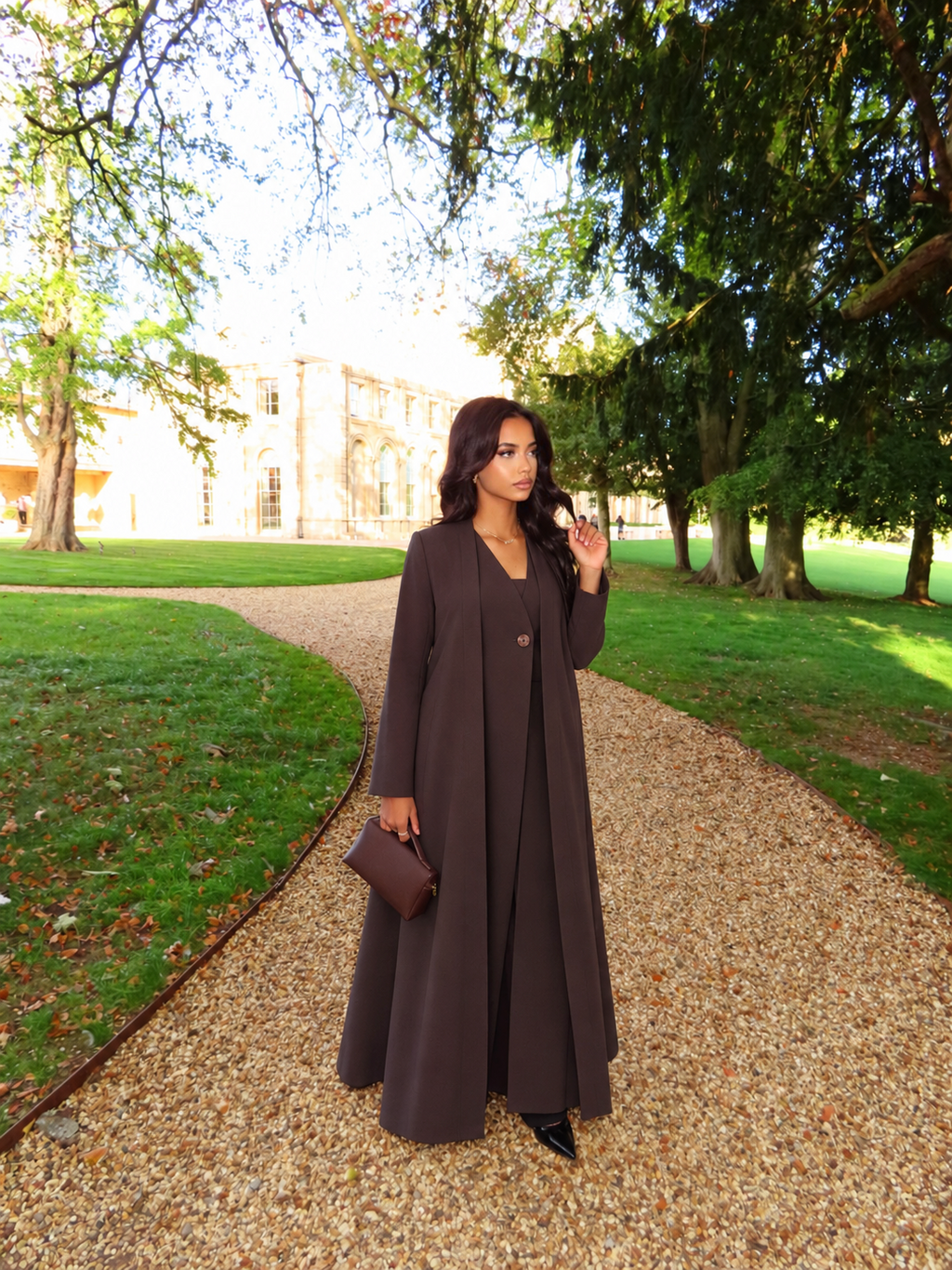 Warm Grey Abaya Coat & Hijab