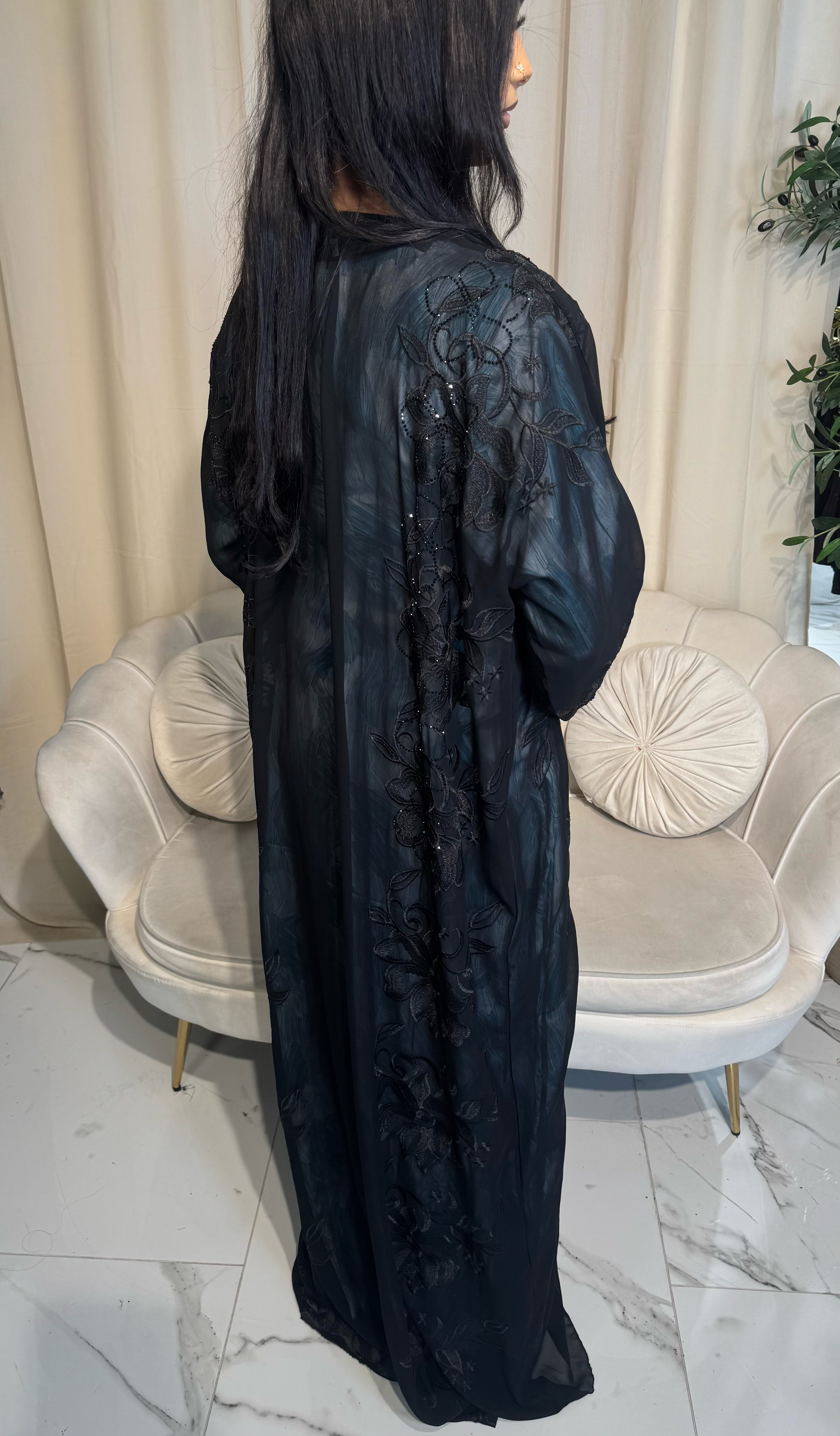Single Chiffon Embellished Abaya