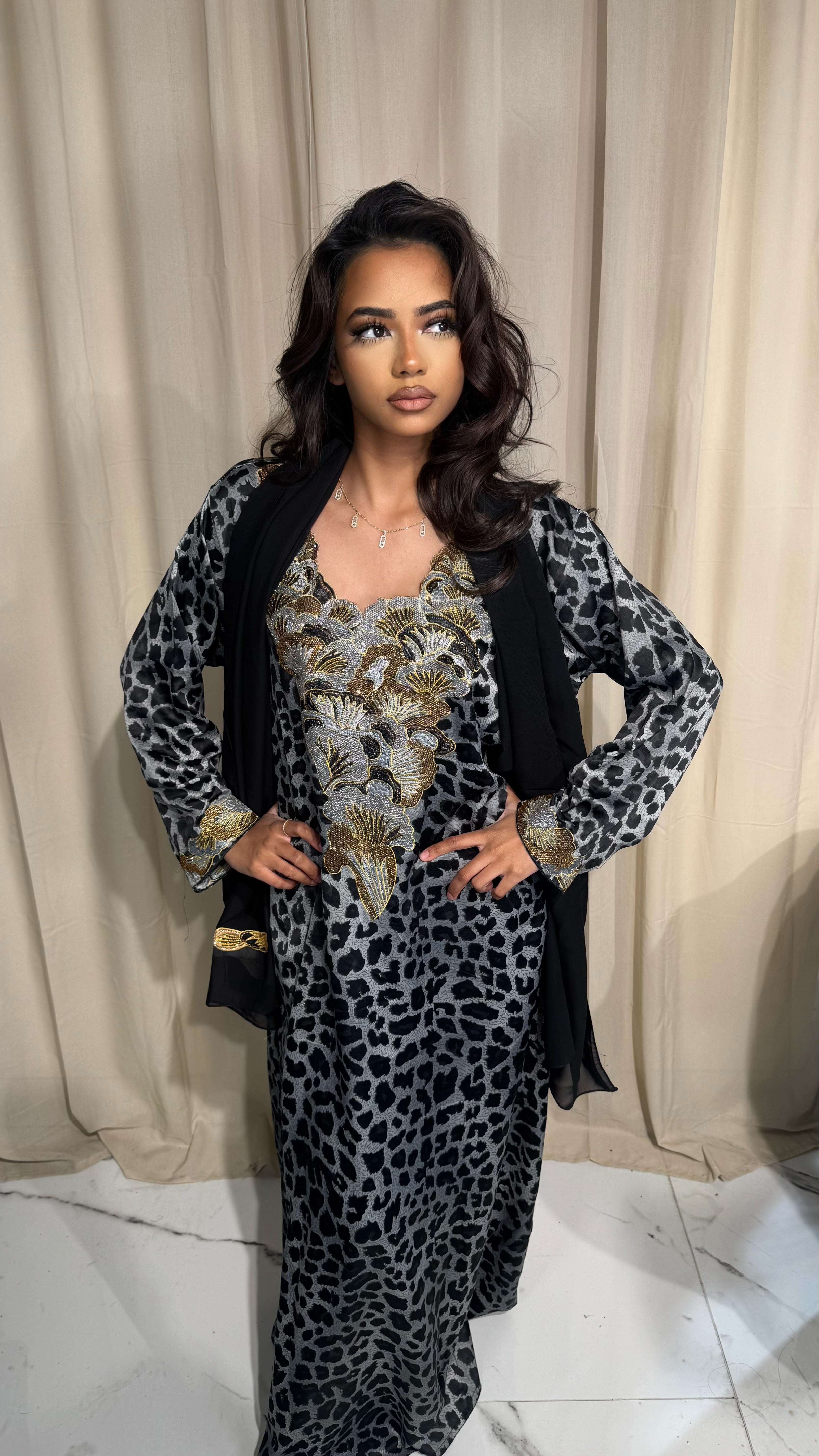 Dark Grey Leopard Print Makhawer & Sheila #7