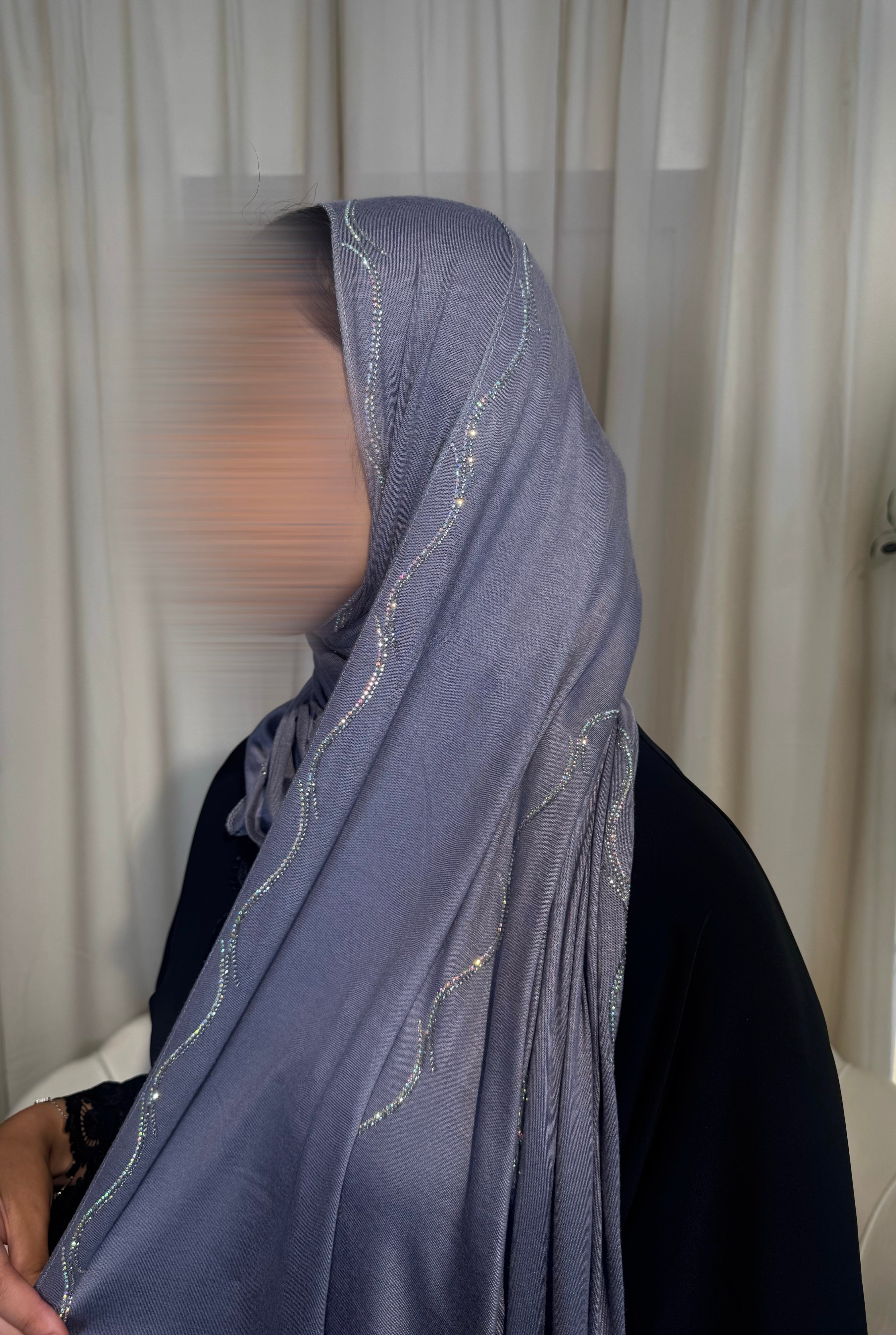 Premium Dark Grey Jersey Embellished Hijab