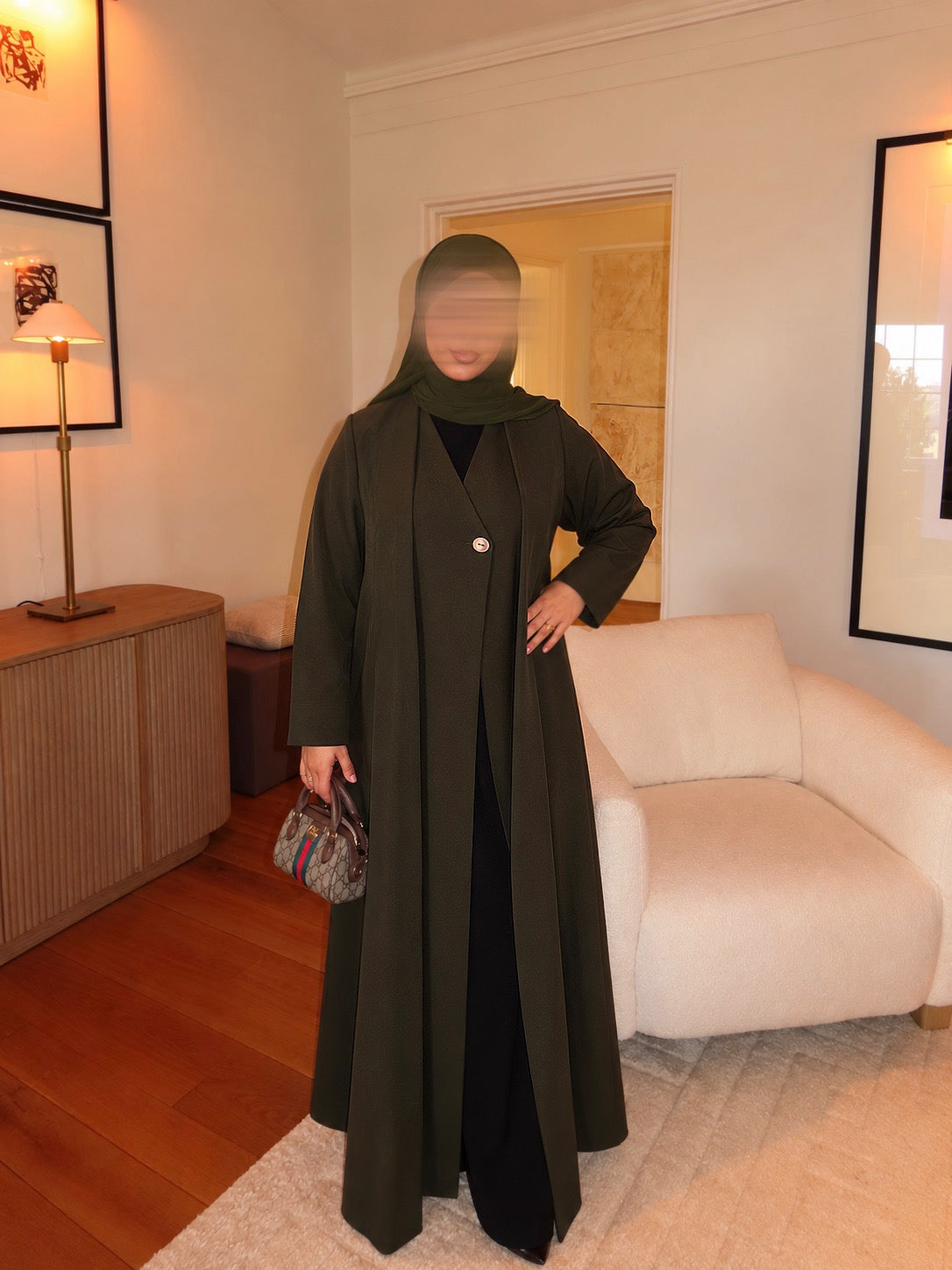 Olive Green Abaya Coat & Hijab