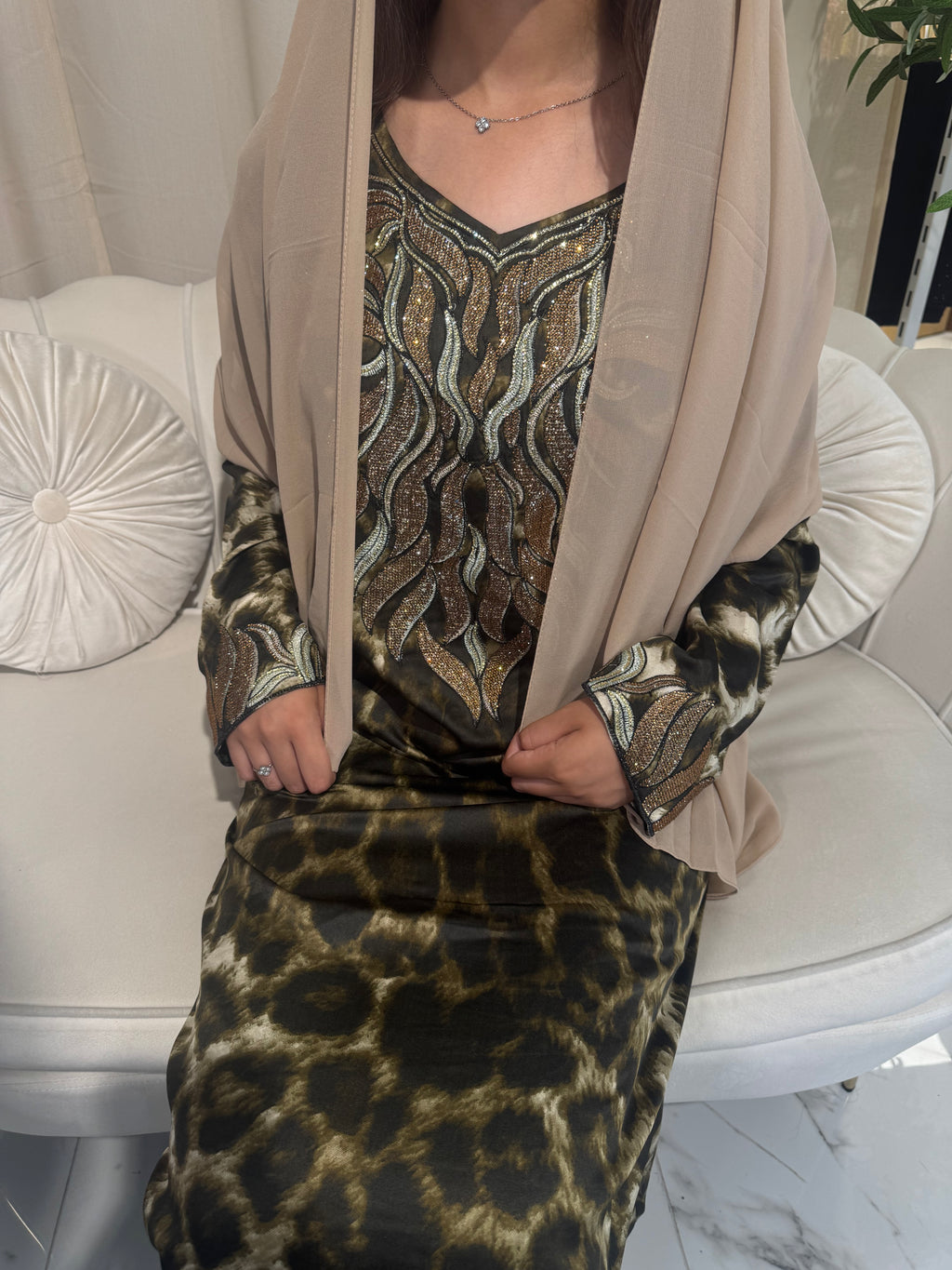 Leopard Print Makhawer (Gold Stones)