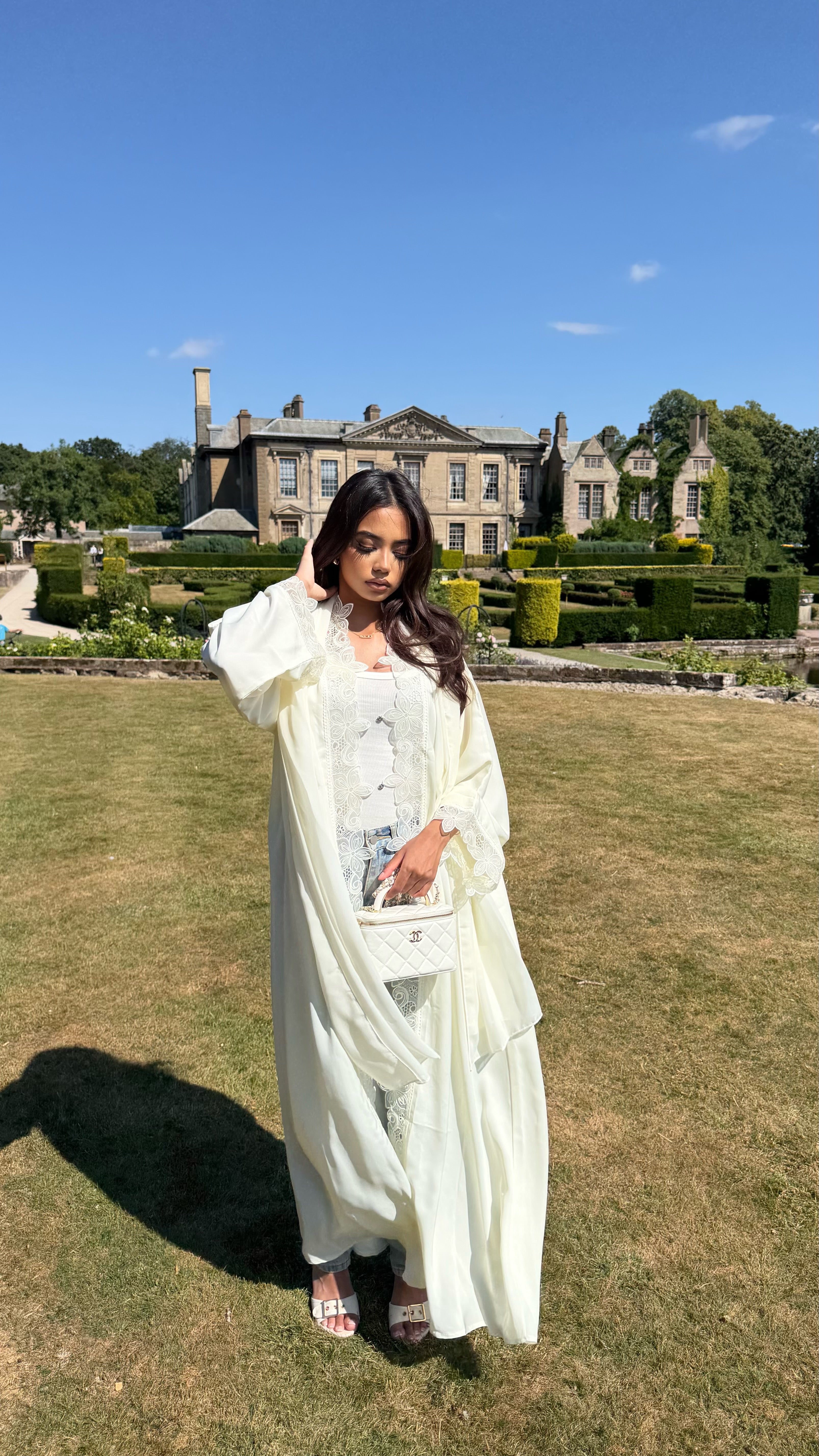Butter Yellow Flower Lace Abaya