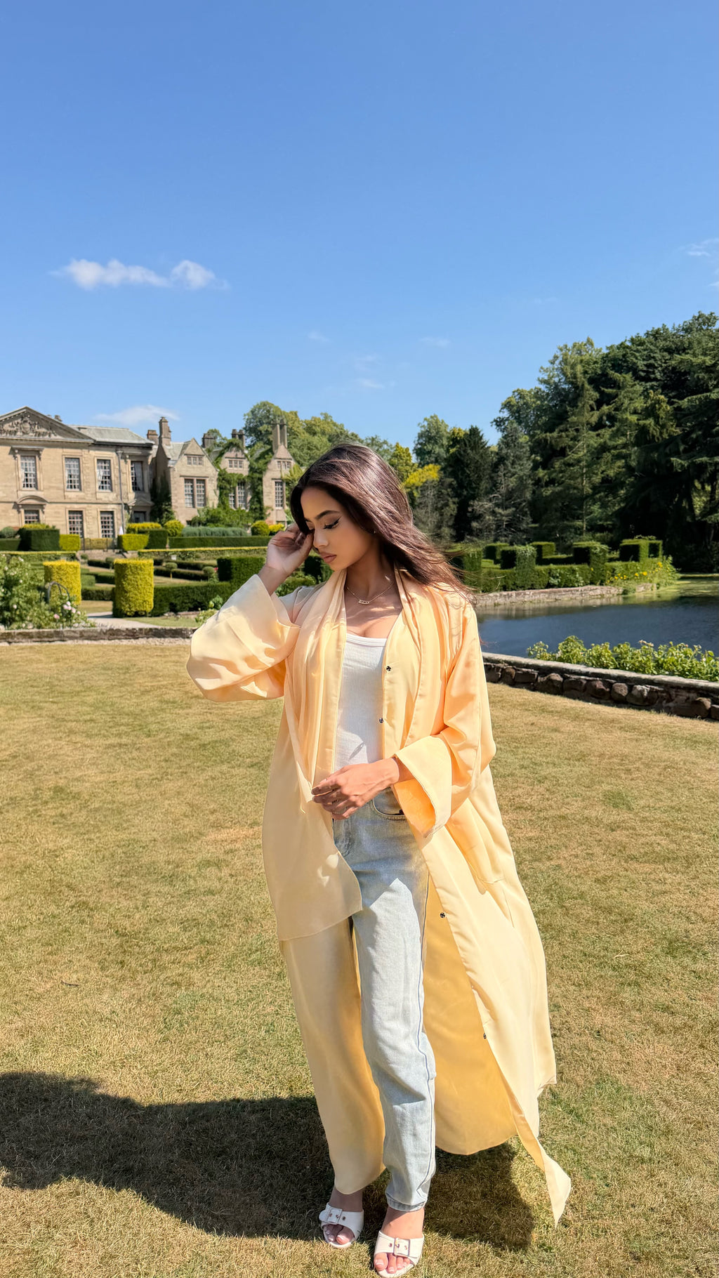 Butter Yellow Double Chiffon Abaya