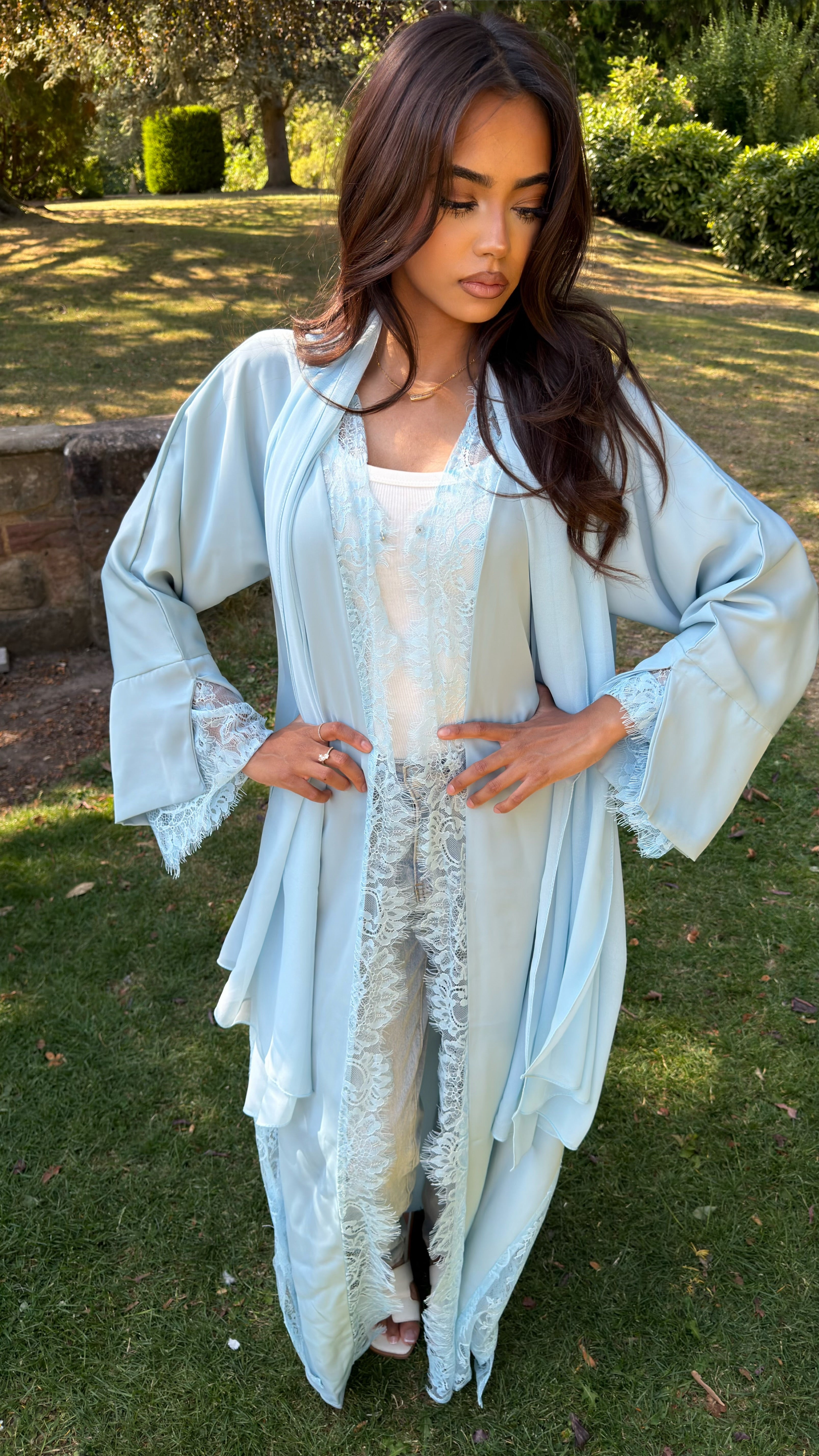 Baby Blue Lace Abaya