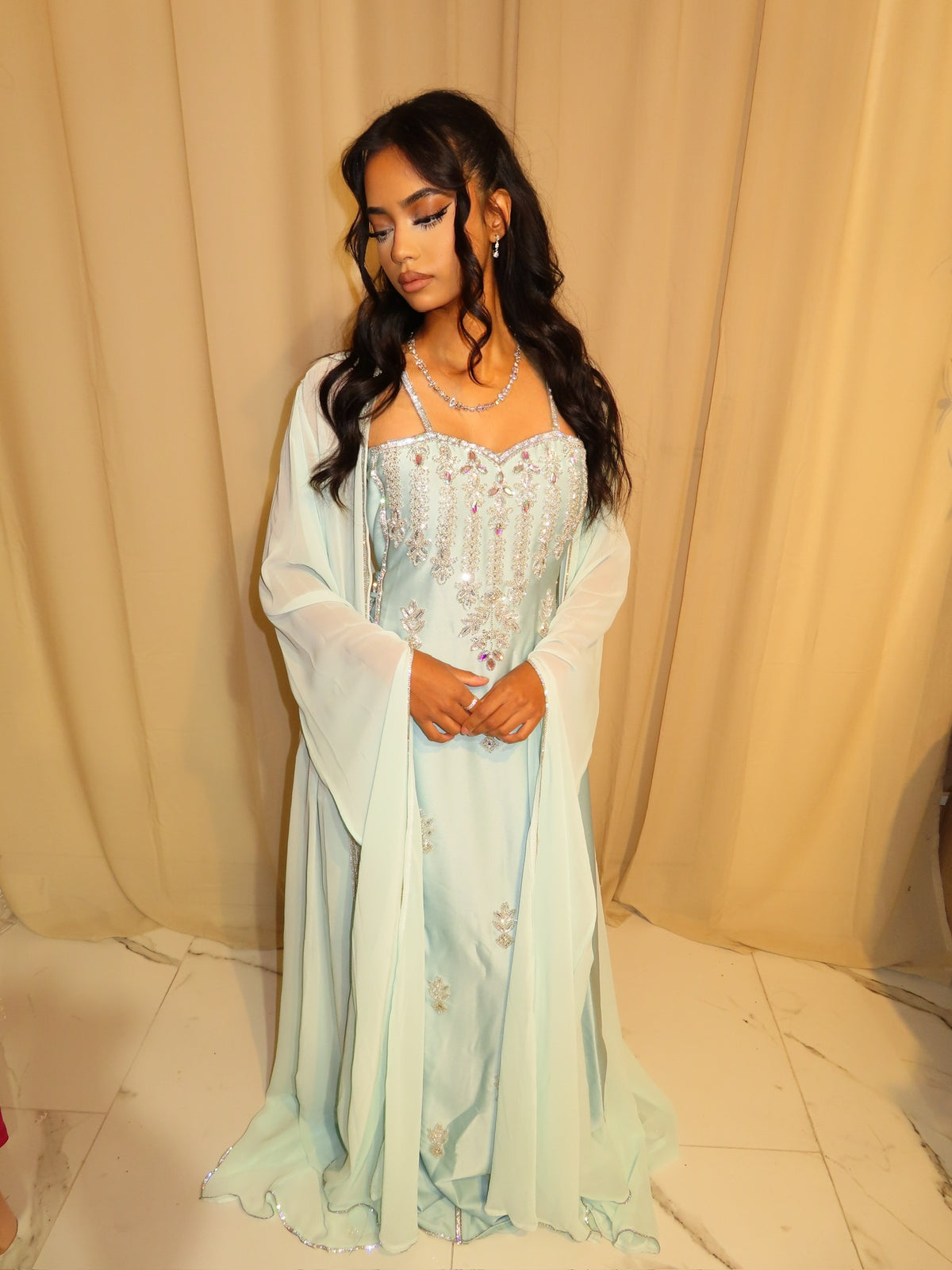VIP Icy Blue Corset Emirati Dress