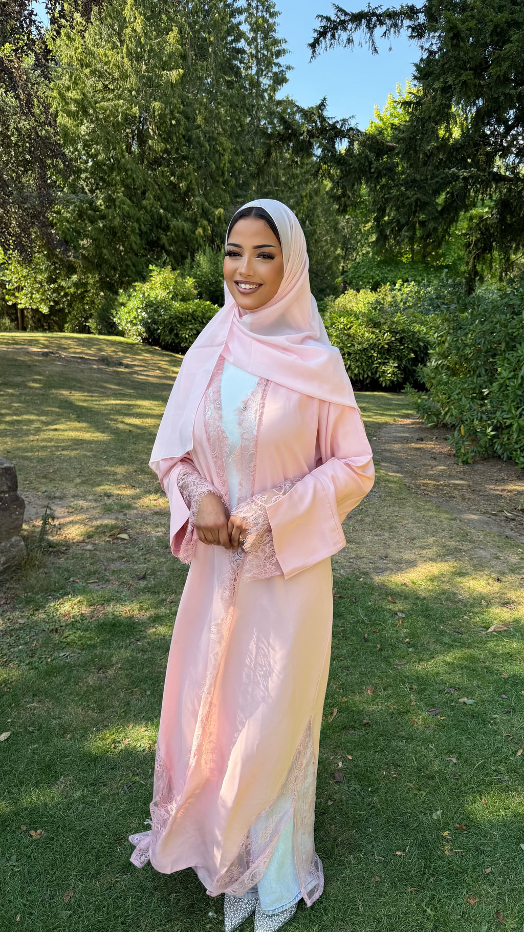 Baby Pink Lace Abaya