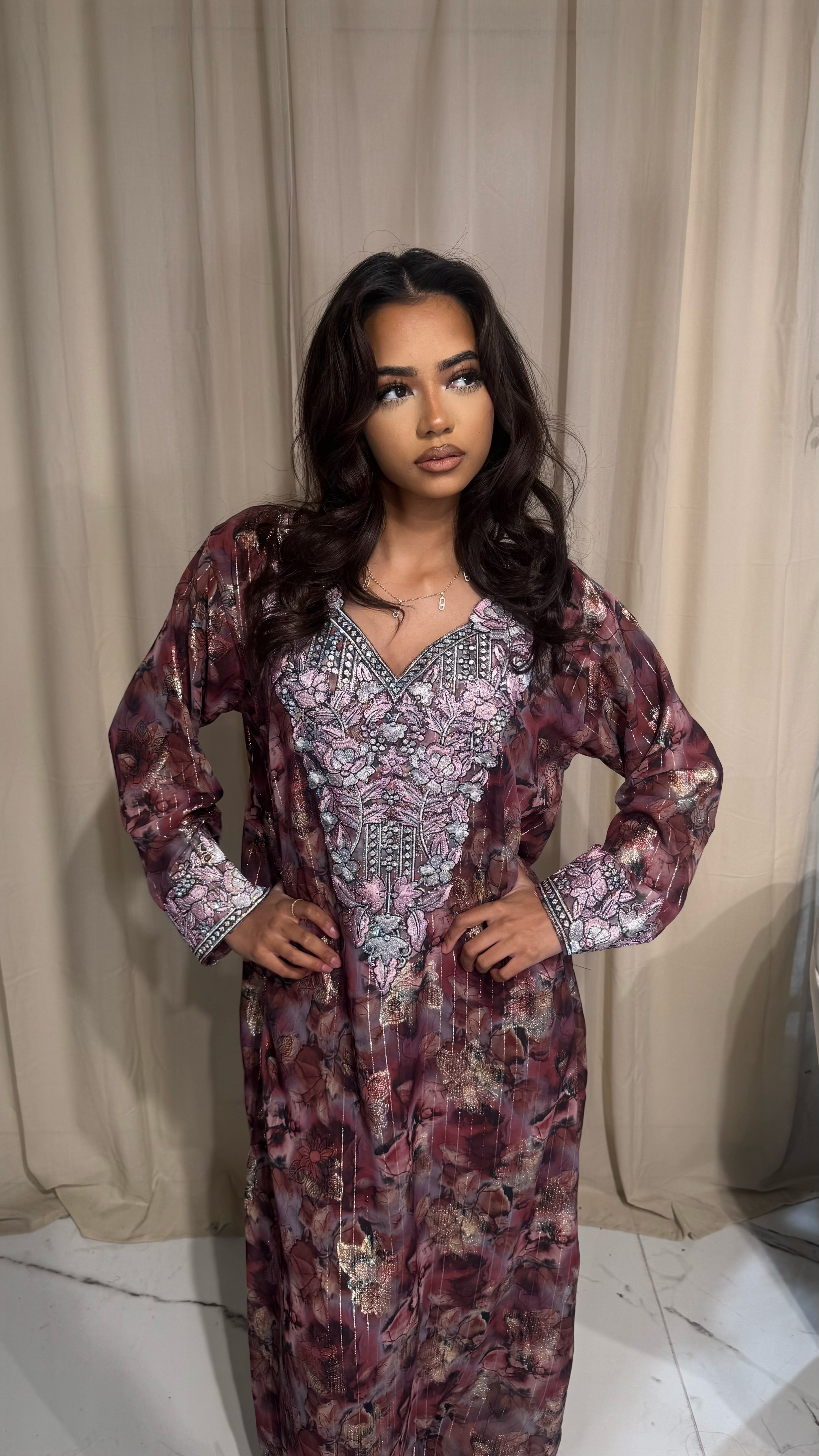 Burgundy Chiffon Makhawer #1