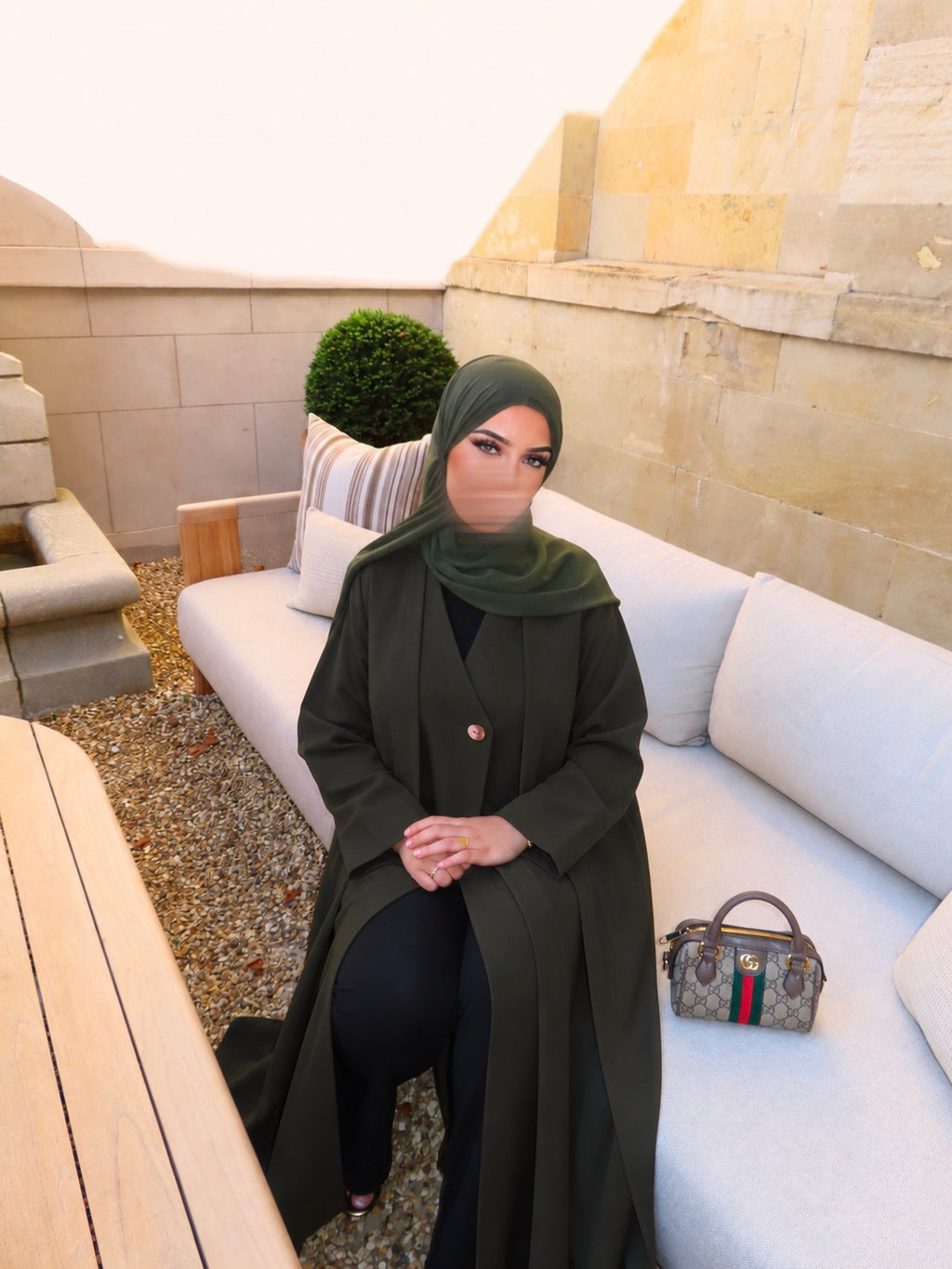 Olive Green Abaya Coat & Hijab