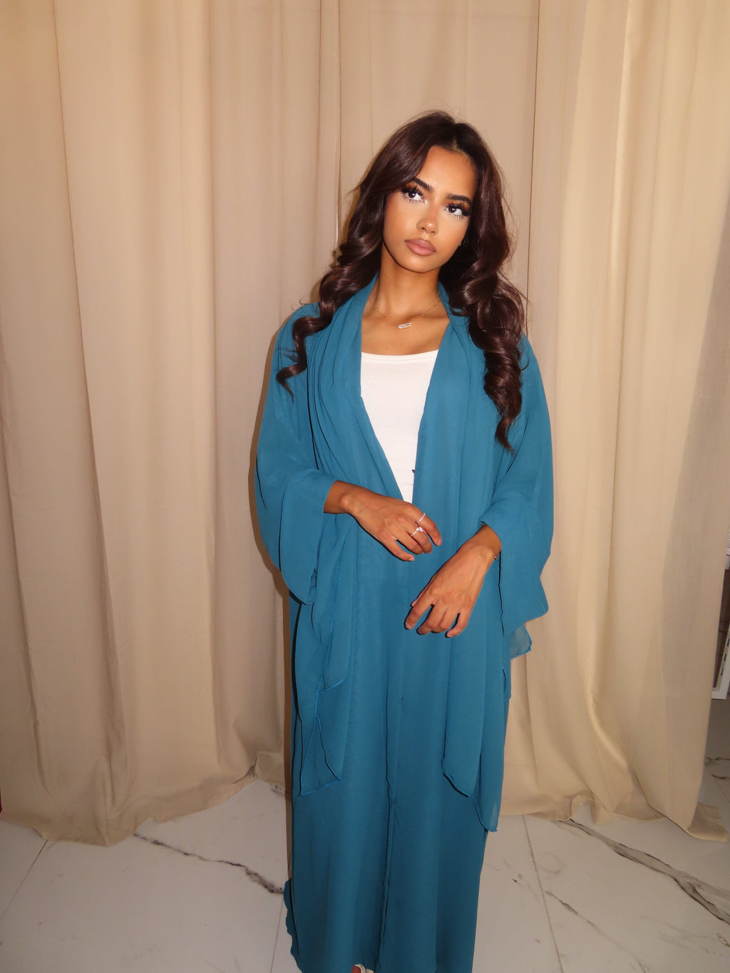 Turquoise Double Chiffon Abaya