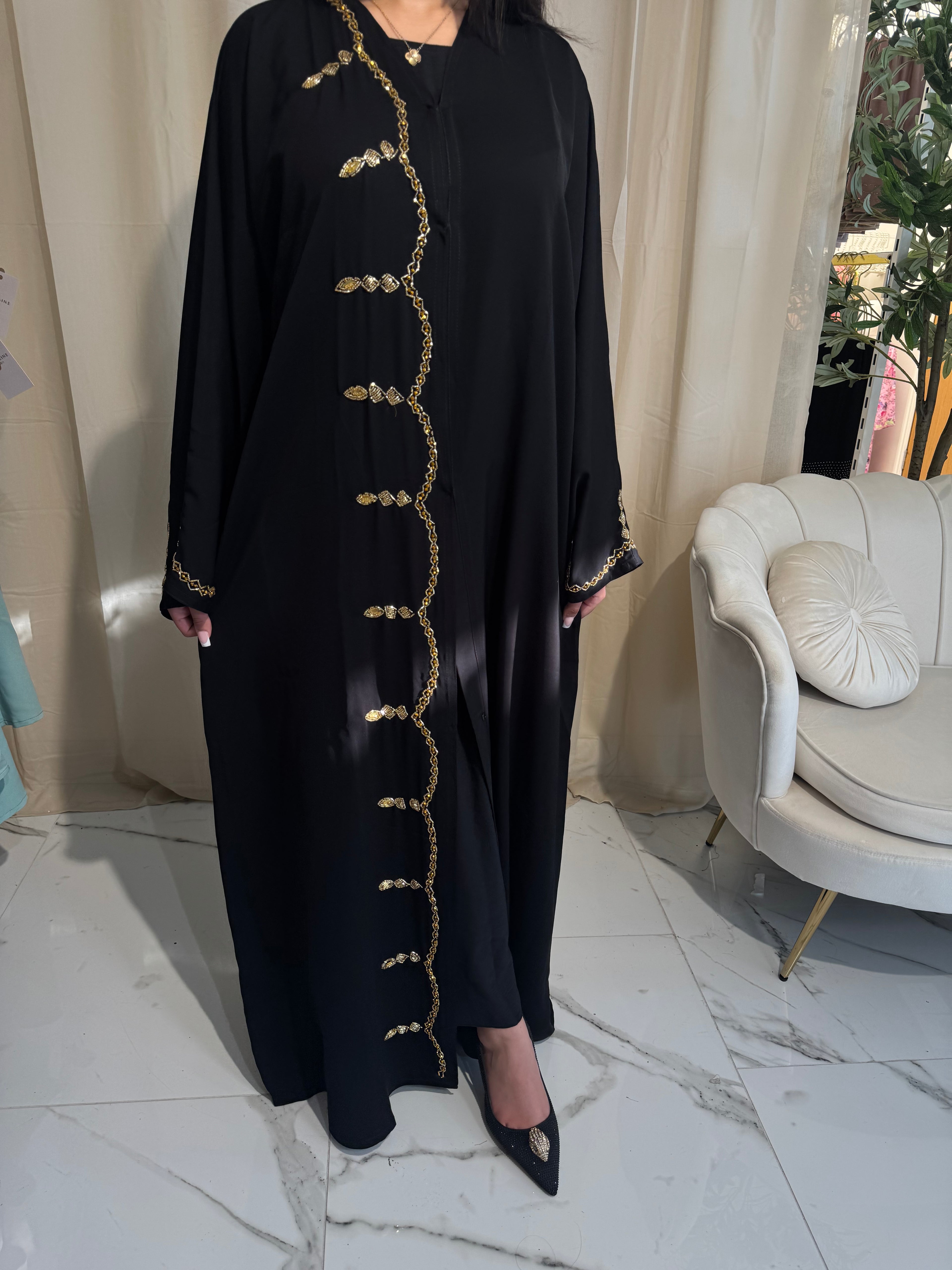 Gold Beaded Abaya