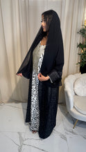 Load image into Gallery viewer, Pearls and Diamontes Single Chiffon Abaya &amp; Scarf
