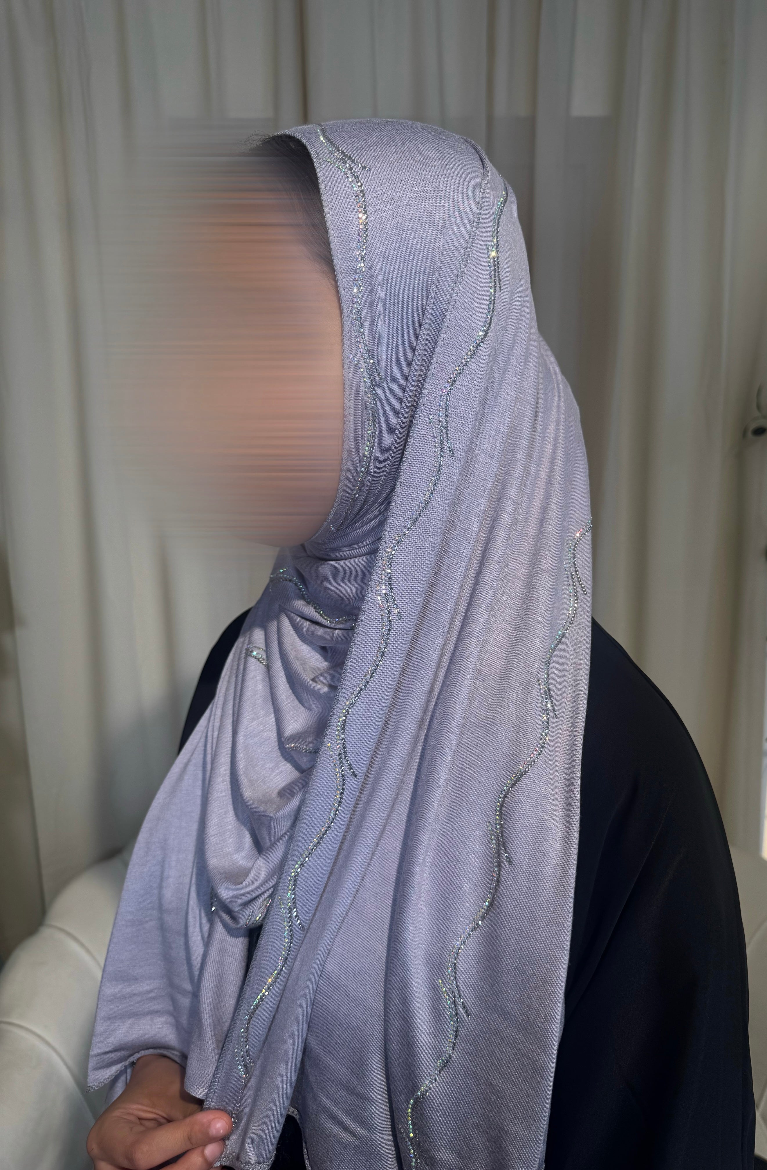 Premium Light Grey Jersey Embellished hijab