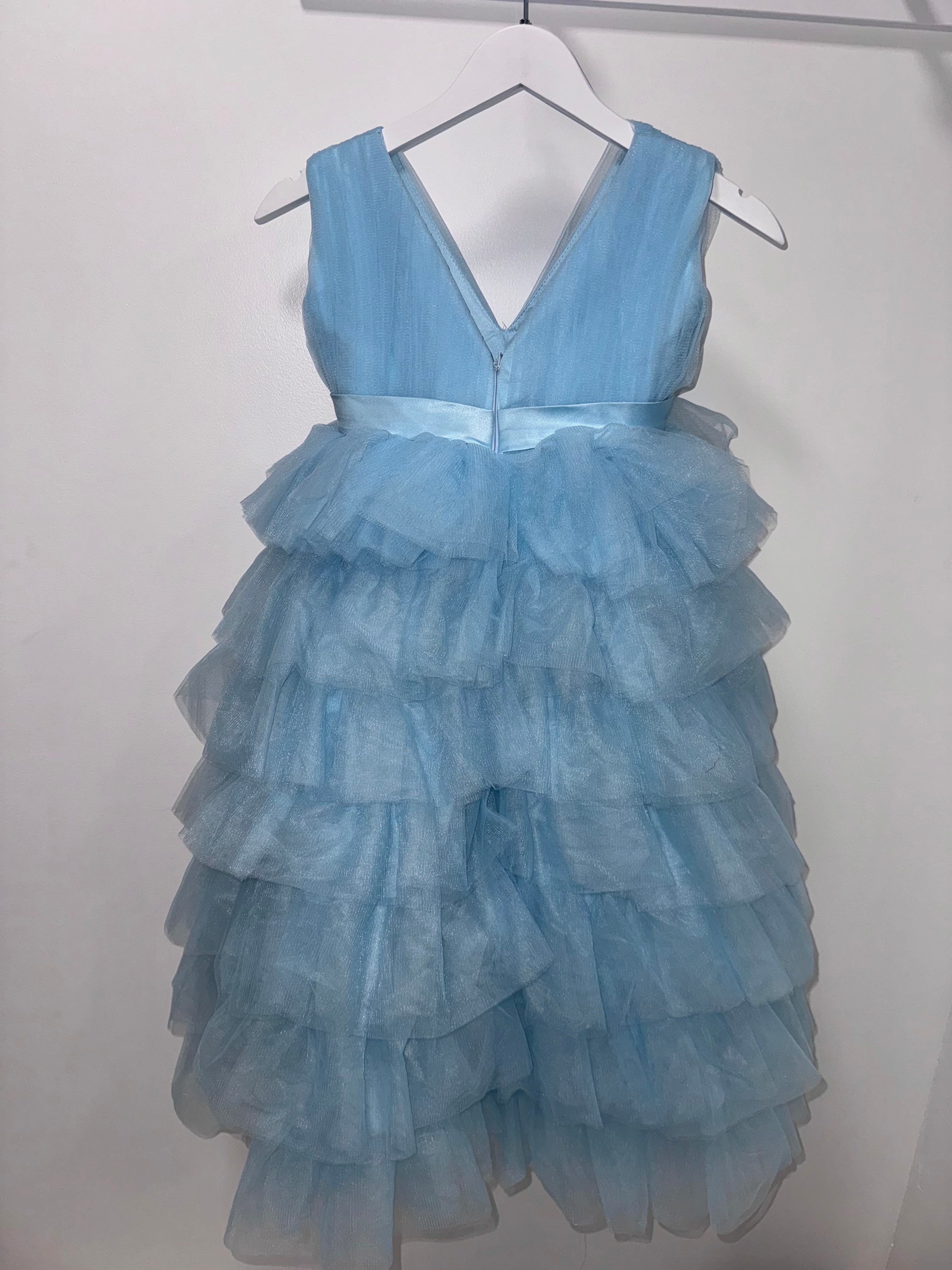 Blue layered tulle dress