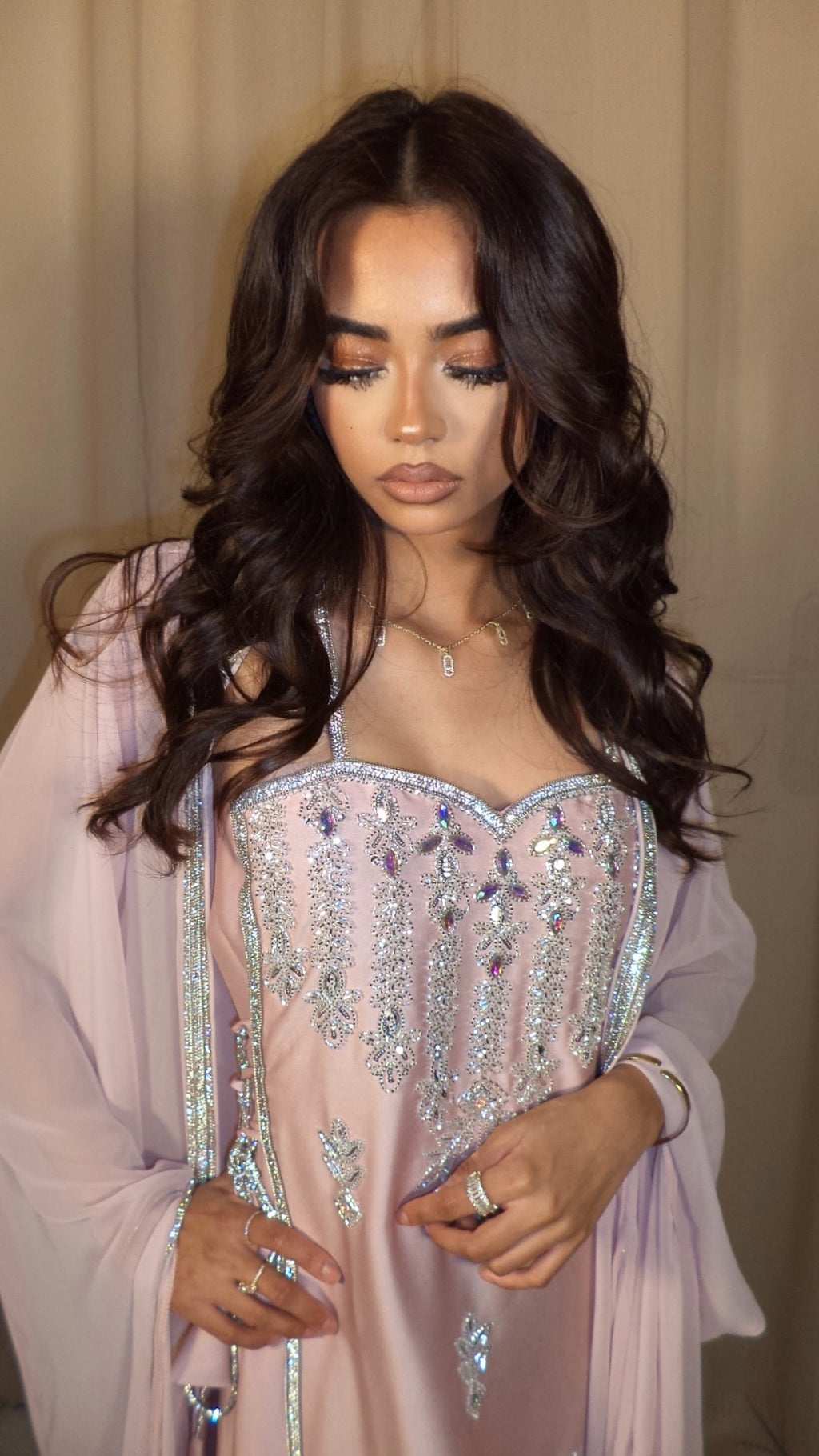Dusty Pink Corset Emirati Dress