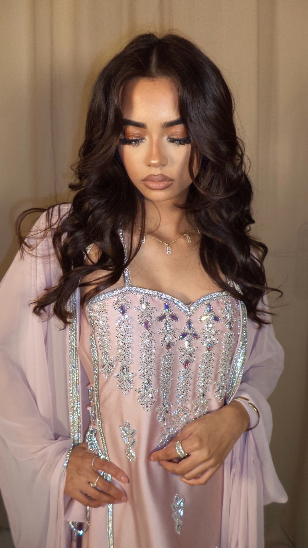 Dusty Pink Corset Emirati Dress