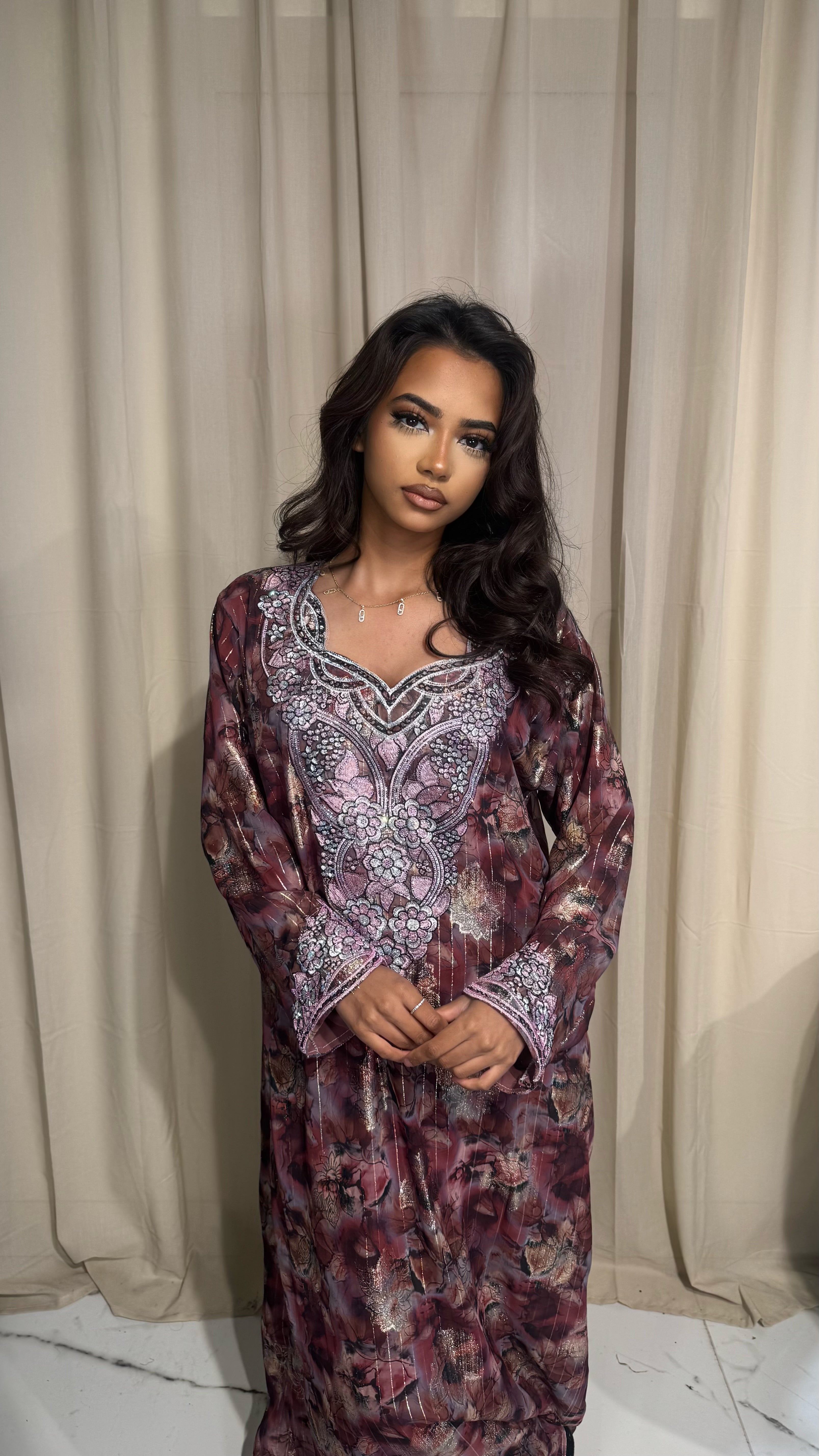 Burgundy Chiffon Makhawer #3