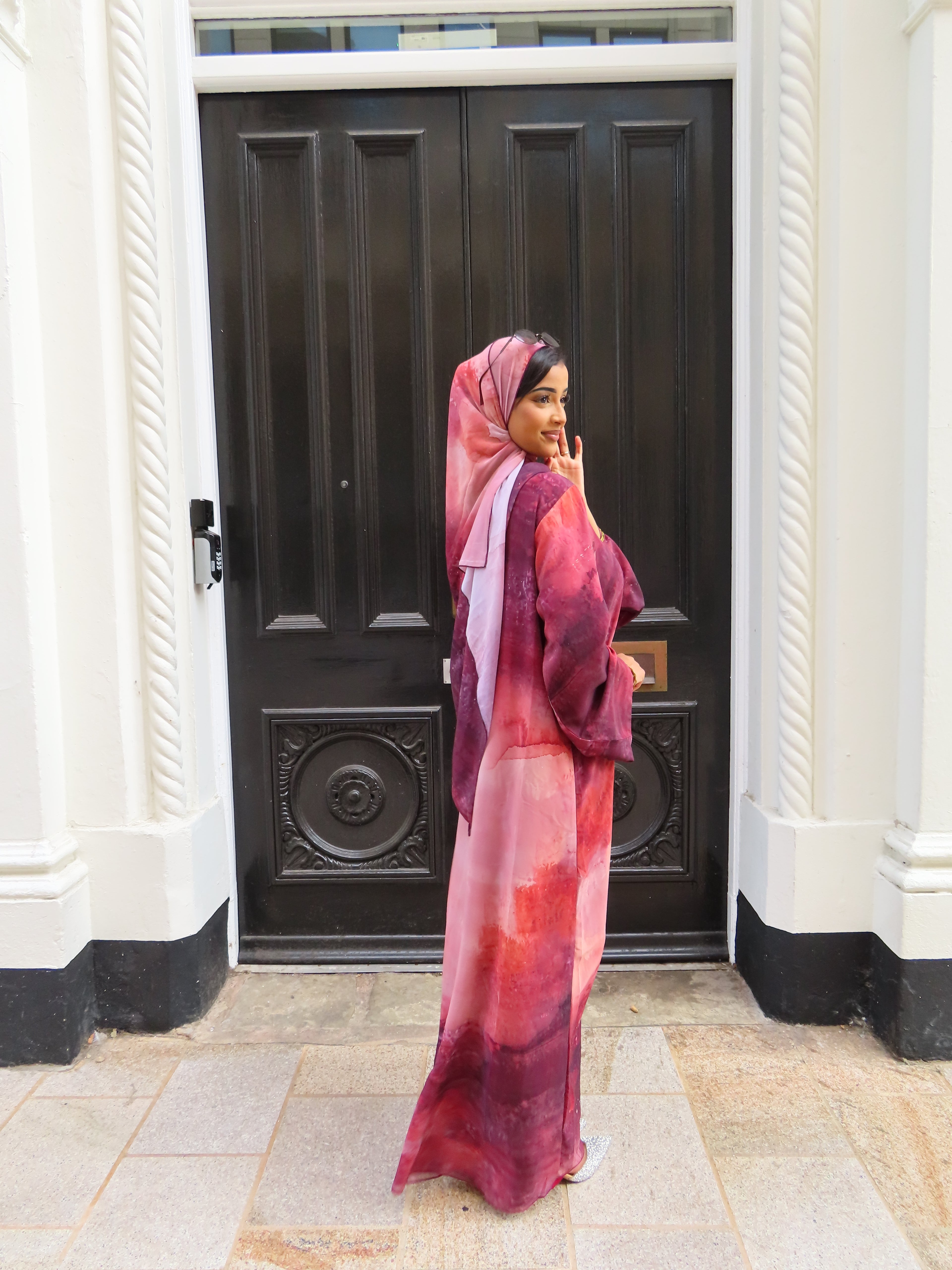 Maroon Tide Double Chiffon Abaya & Hijab