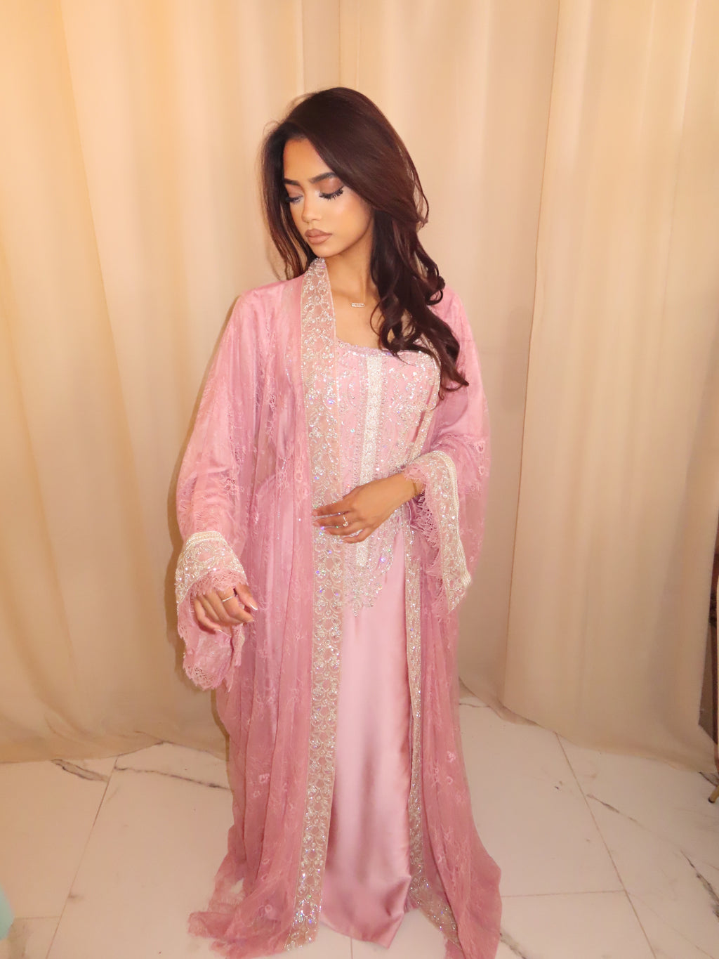 *VIP*Pink Lace Emirati Dress