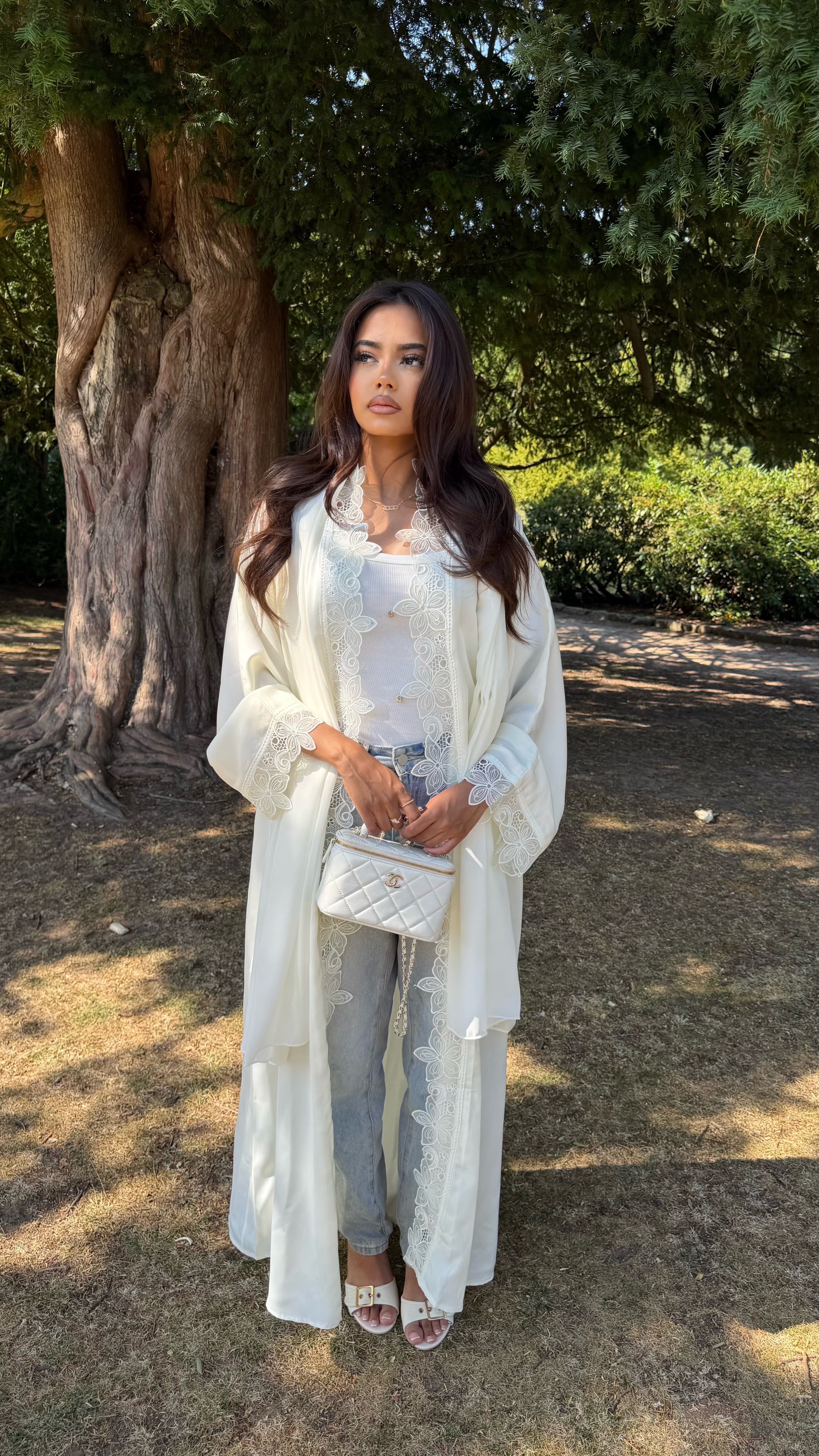Butter Yellow Flower Lace Abaya