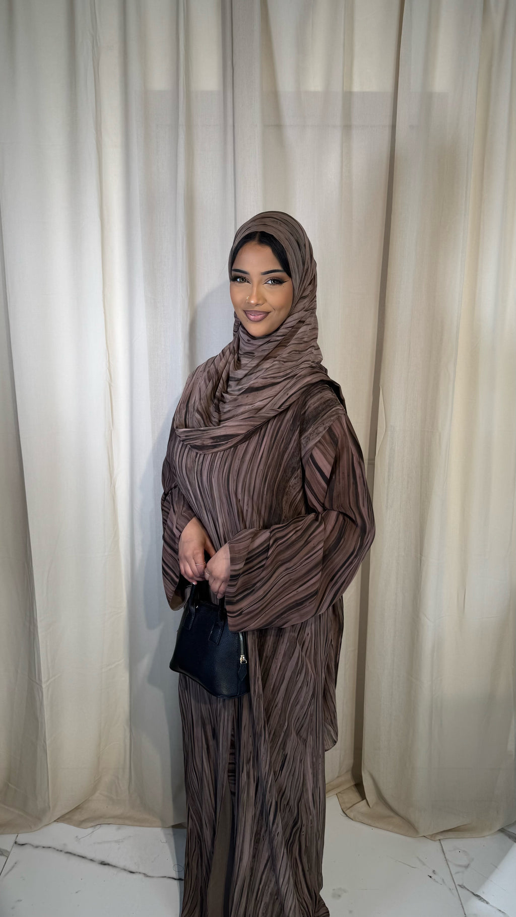 Brown Chiffon Abaya and Hijab