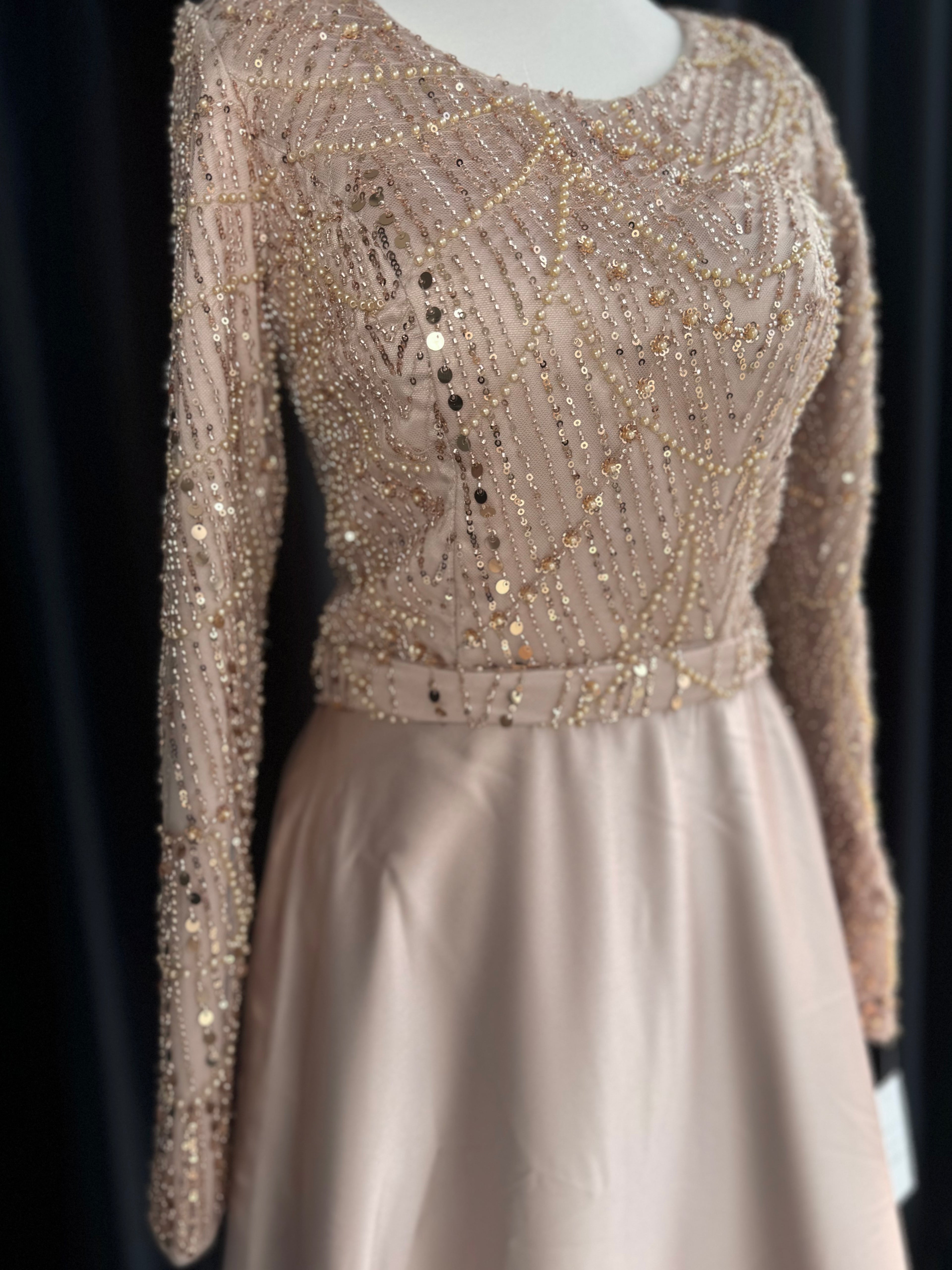 Embellished Gold Satin Dress