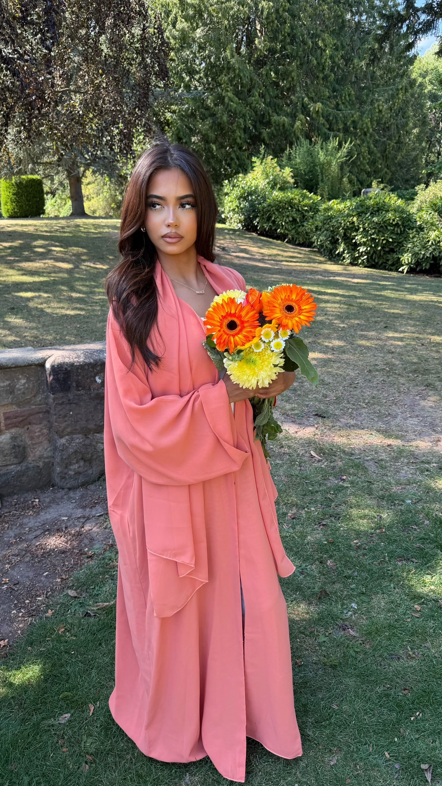 Orange Double Chiffon Abaya