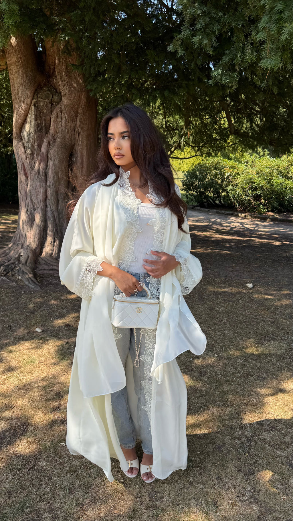 Butter Yellow Flower Lace Abaya