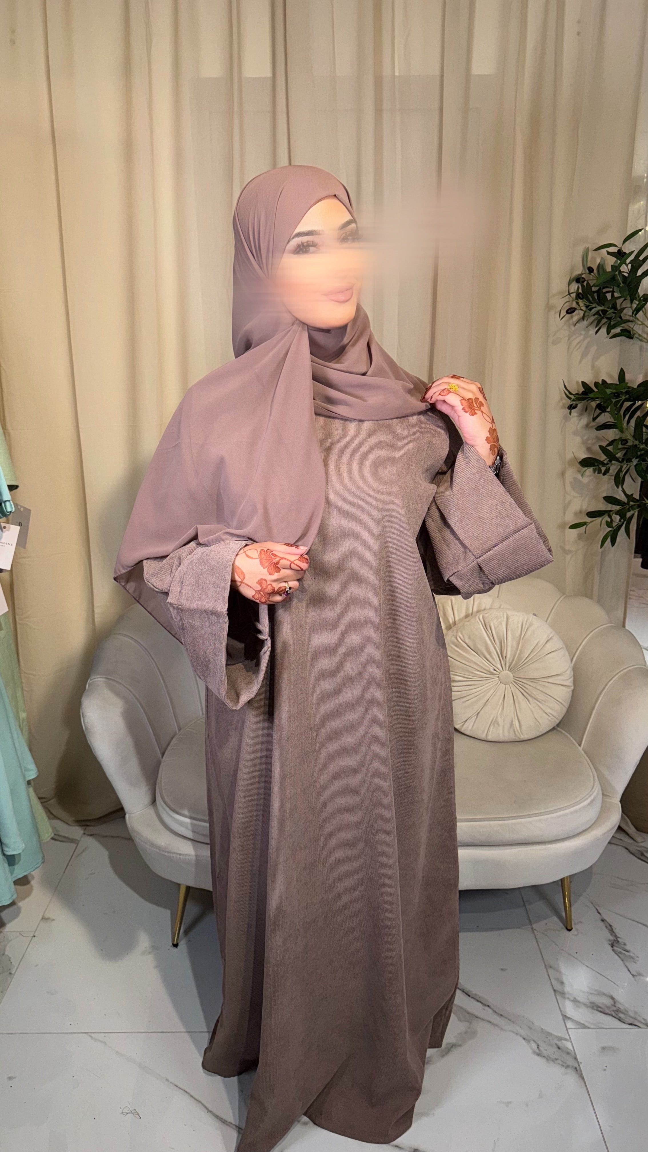 Mauve Ribbed Abaya