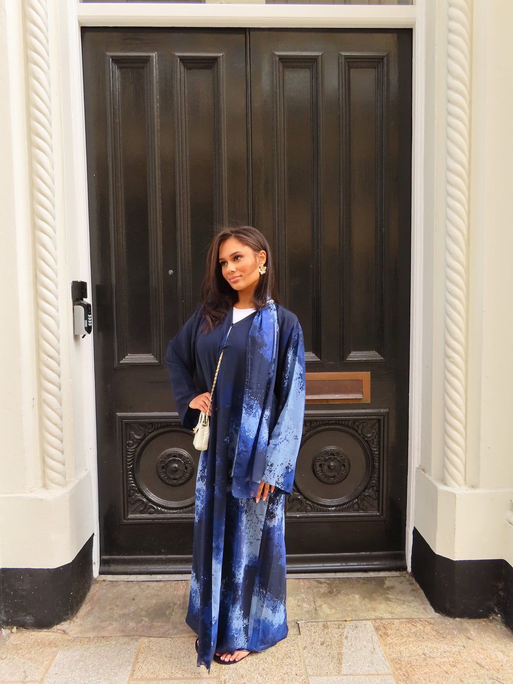 Navy Tide Double Chiffon Abaya & Hijab