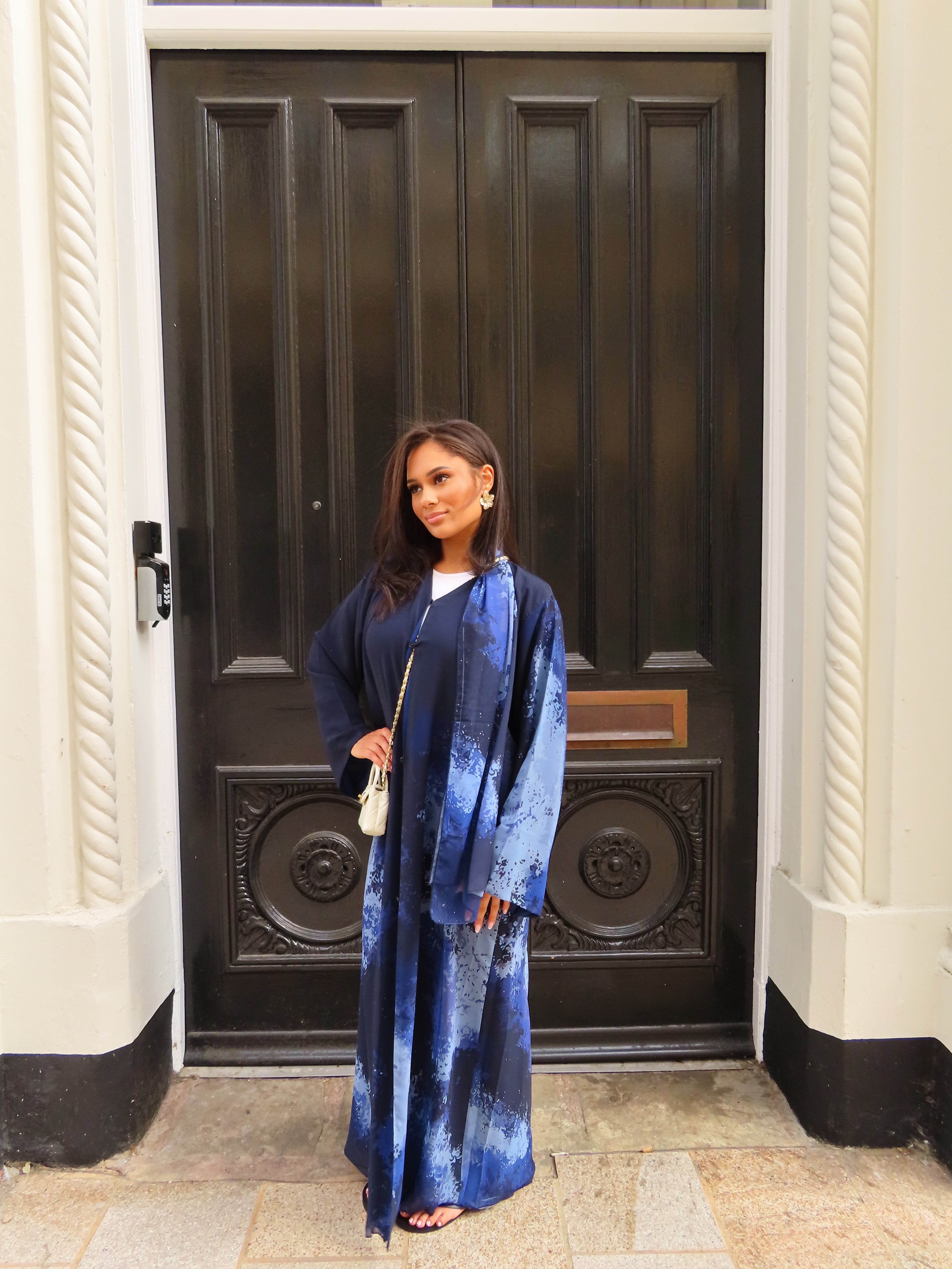 Navy Tide Double Chiffon Abaya & Hijab
